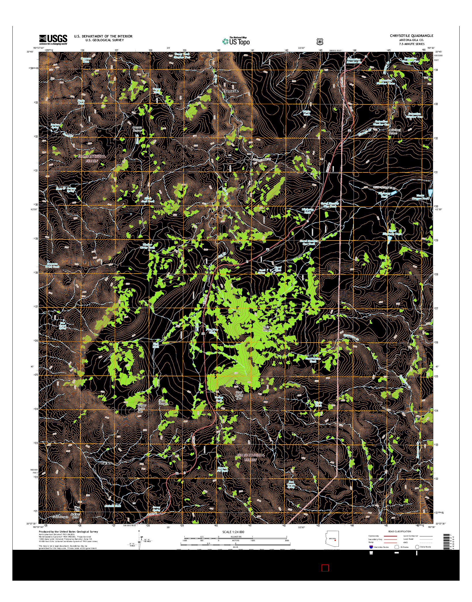 USGS US TOPO 7.5-MINUTE MAP FOR CHRYSOTILE, AZ 2014