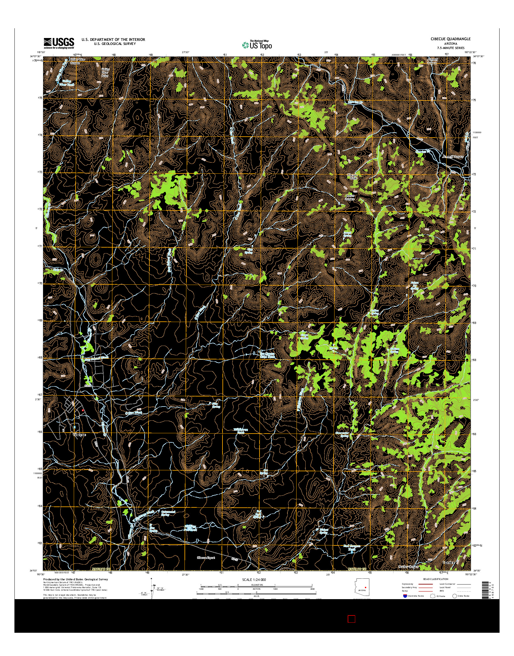 USGS US TOPO 7.5-MINUTE MAP FOR CIBECUE, AZ 2014