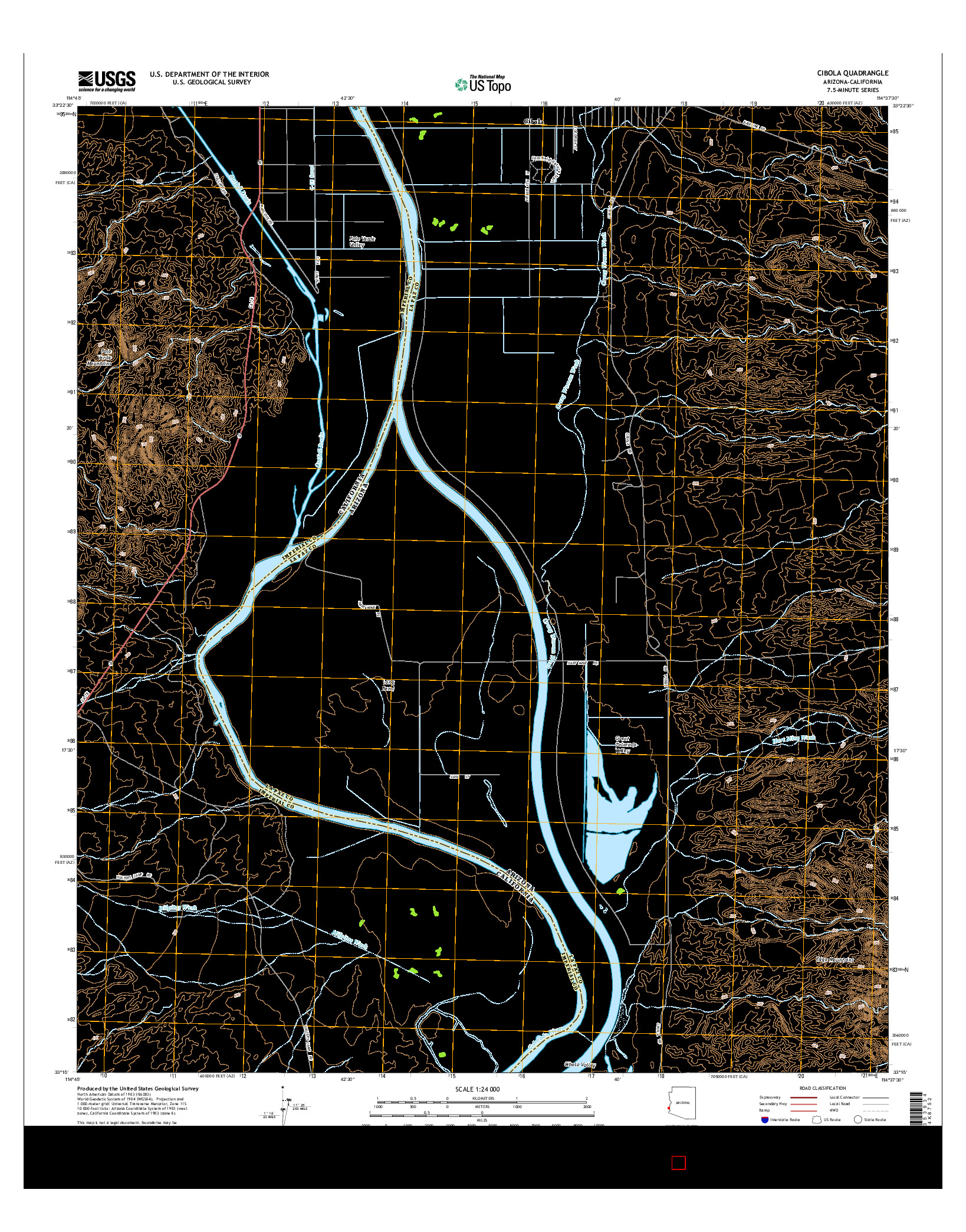 USGS US TOPO 7.5-MINUTE MAP FOR CIBOLA, AZ-CA 2014