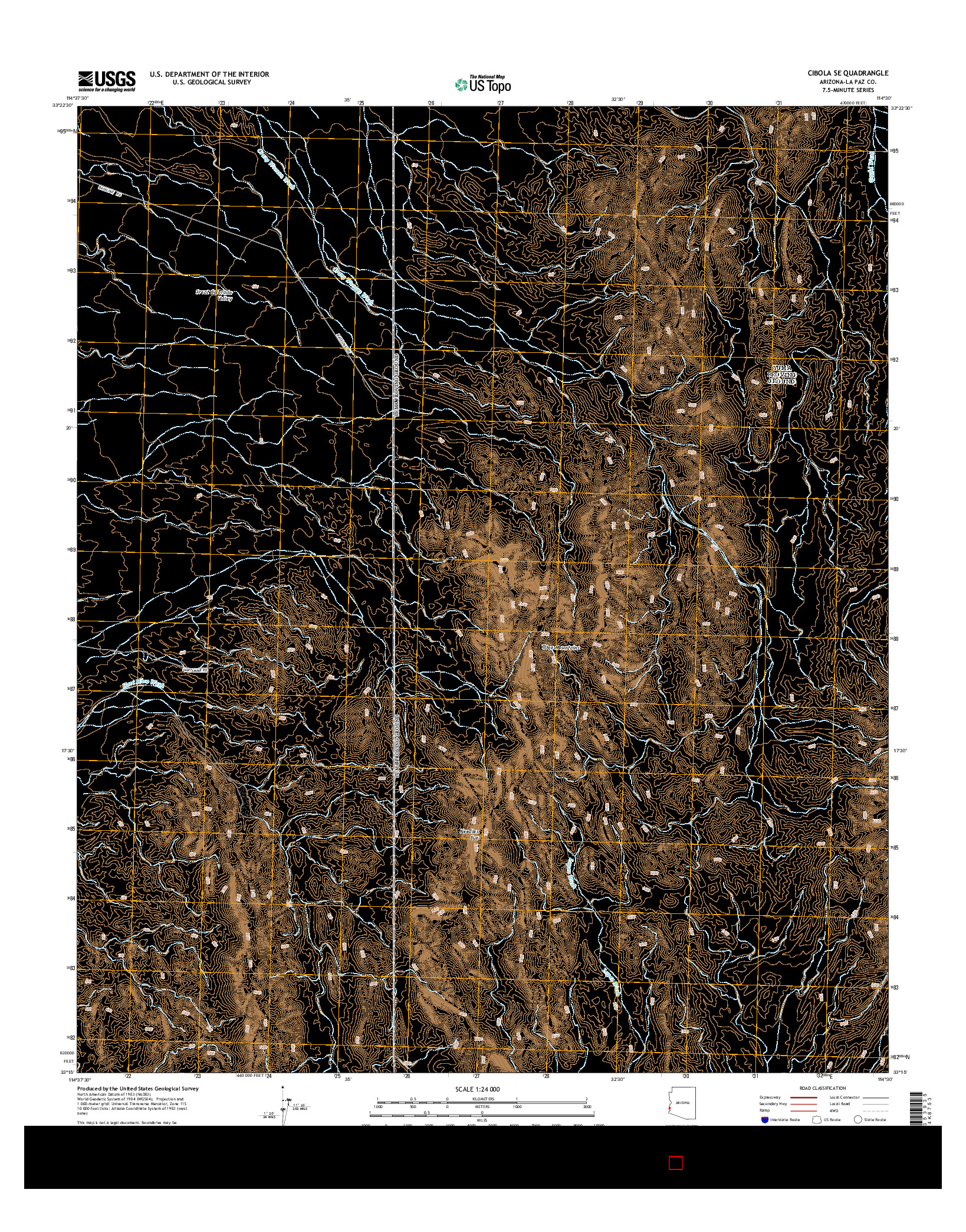 USGS US TOPO 7.5-MINUTE MAP FOR CIBOLA SE, AZ 2014