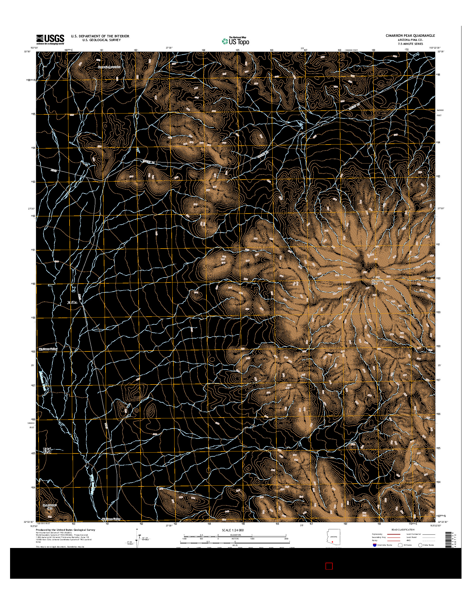 USGS US TOPO 7.5-MINUTE MAP FOR CIMARRON PEAK, AZ 2014