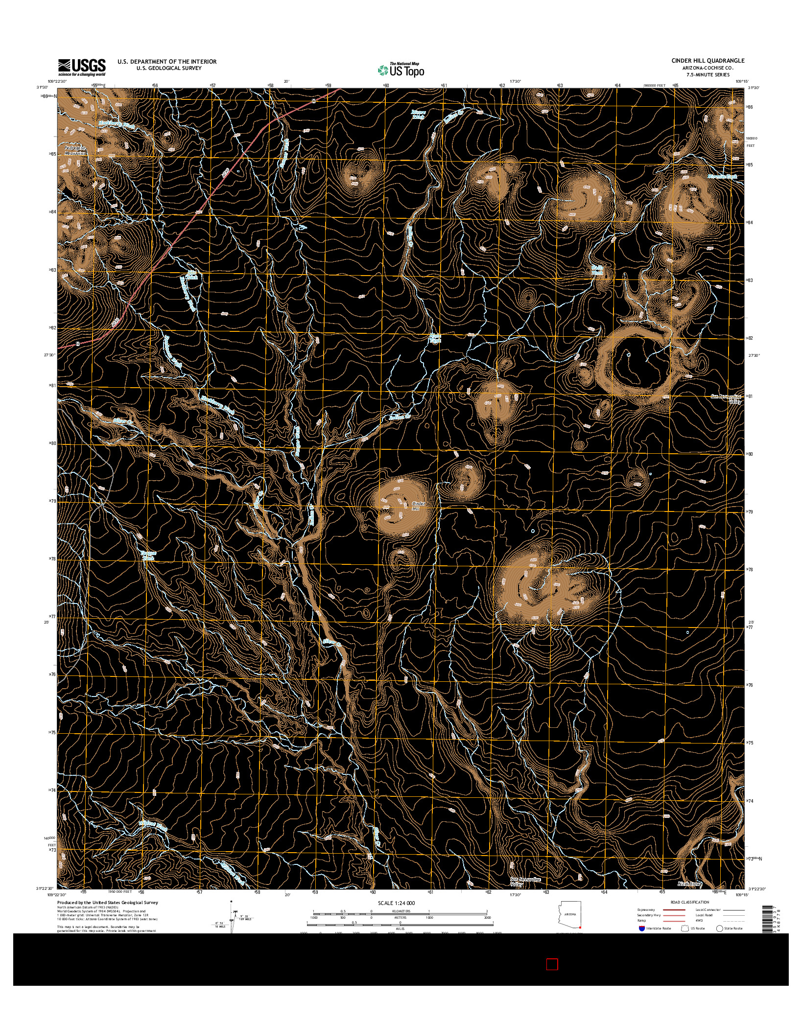 USGS US TOPO 7.5-MINUTE MAP FOR CINDER HILL, AZ 2014