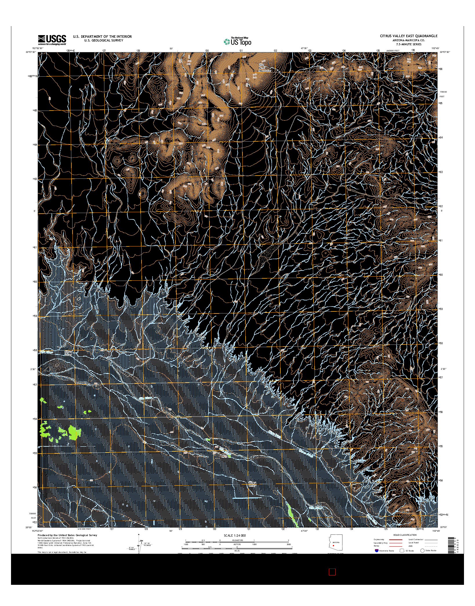 USGS US TOPO 7.5-MINUTE MAP FOR CITRUS VALLEY EAST, AZ 2014