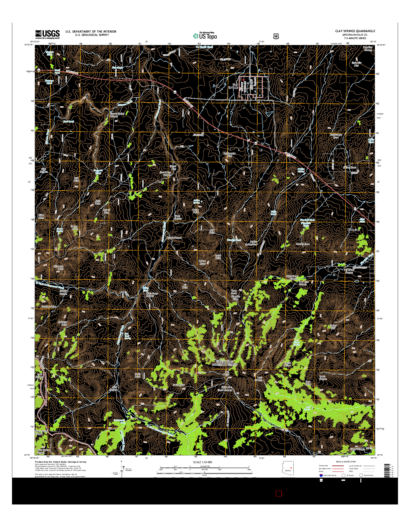 USGS US TOPO 7.5-MINUTE MAP FOR CLAY SPRINGS, AZ 2014