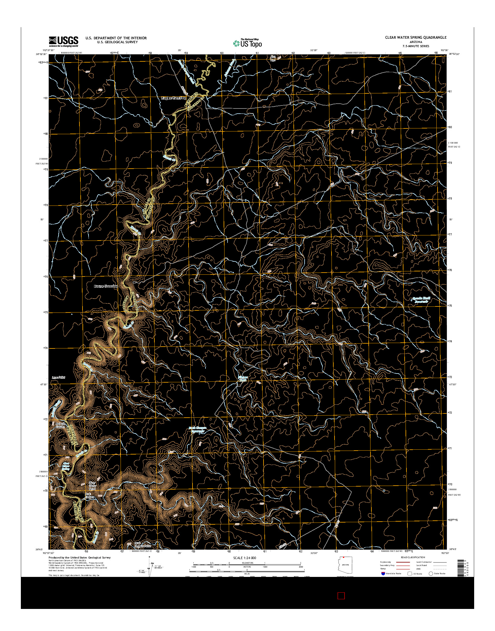 USGS US TOPO 7.5-MINUTE MAP FOR CLEAR WATER SPRING, AZ 2014
