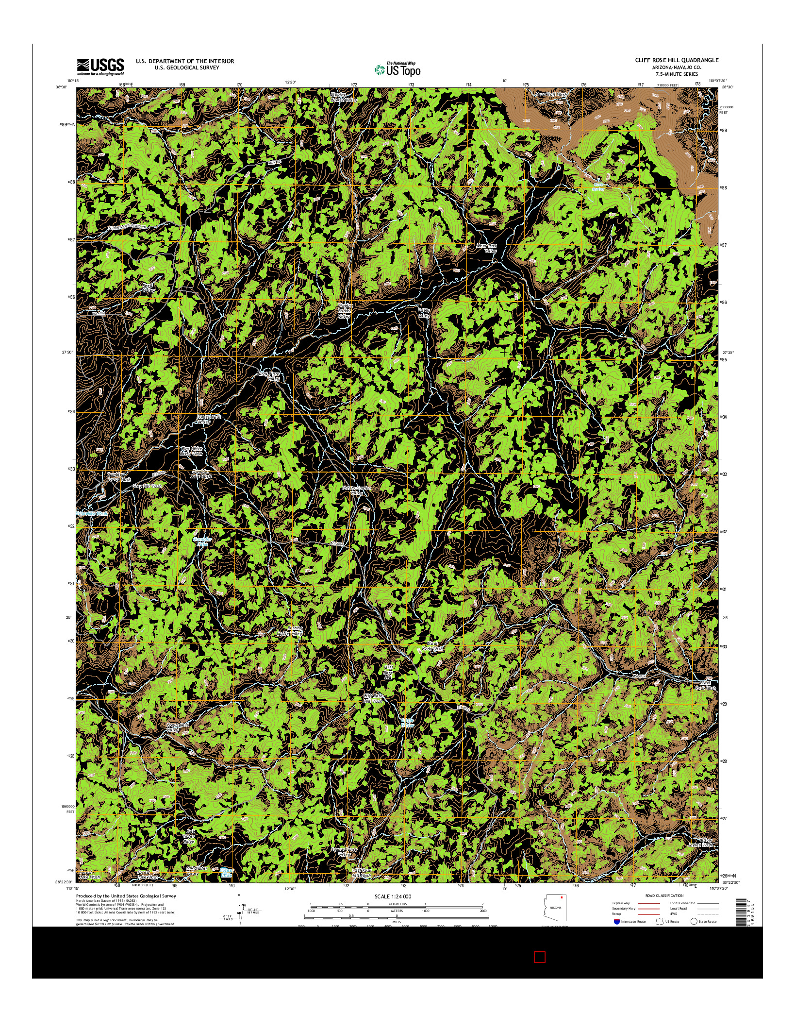 USGS US TOPO 7.5-MINUTE MAP FOR CLIFF ROSE HILL, AZ 2014