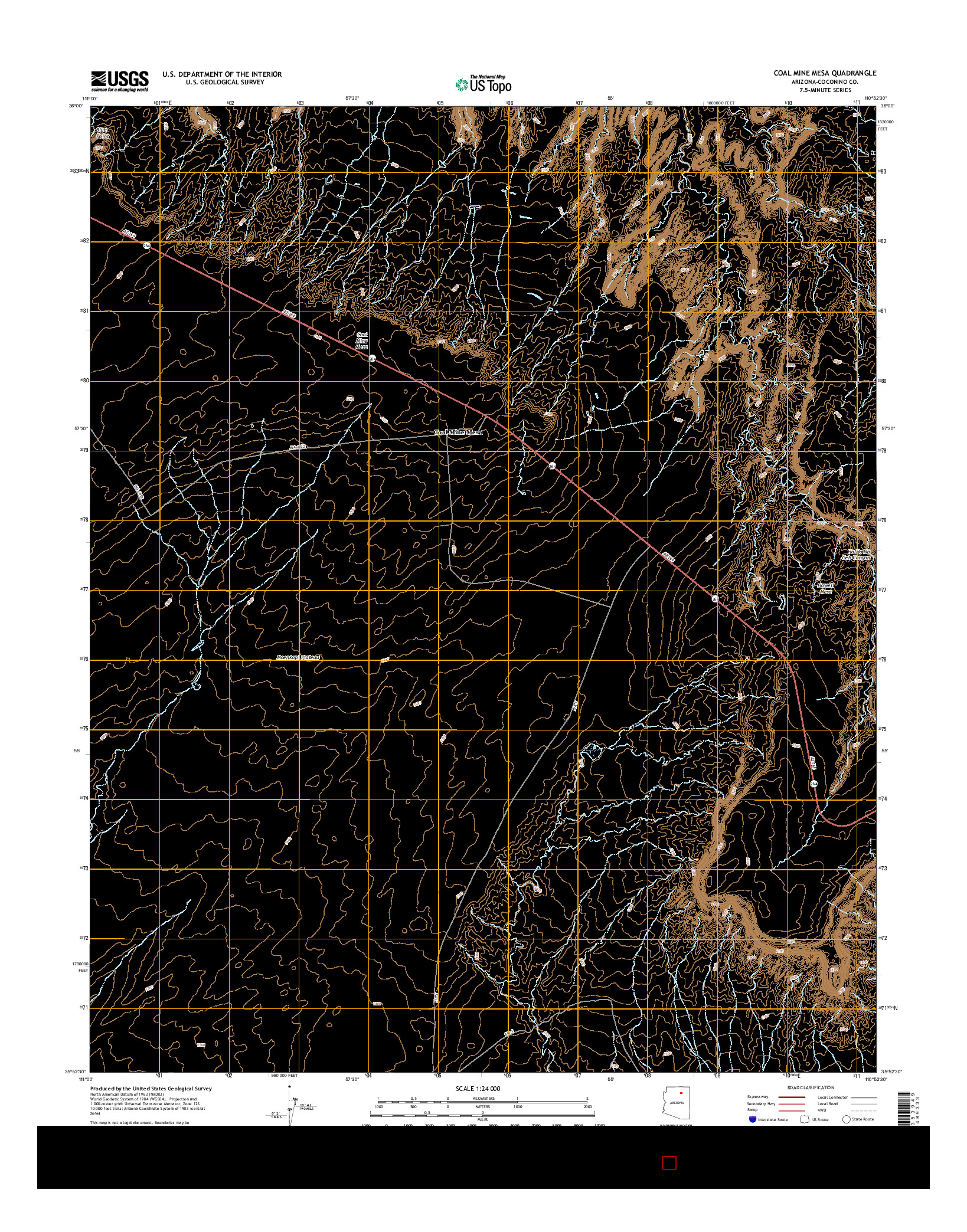 USGS US TOPO 7.5-MINUTE MAP FOR COAL MINE MESA, AZ 2014