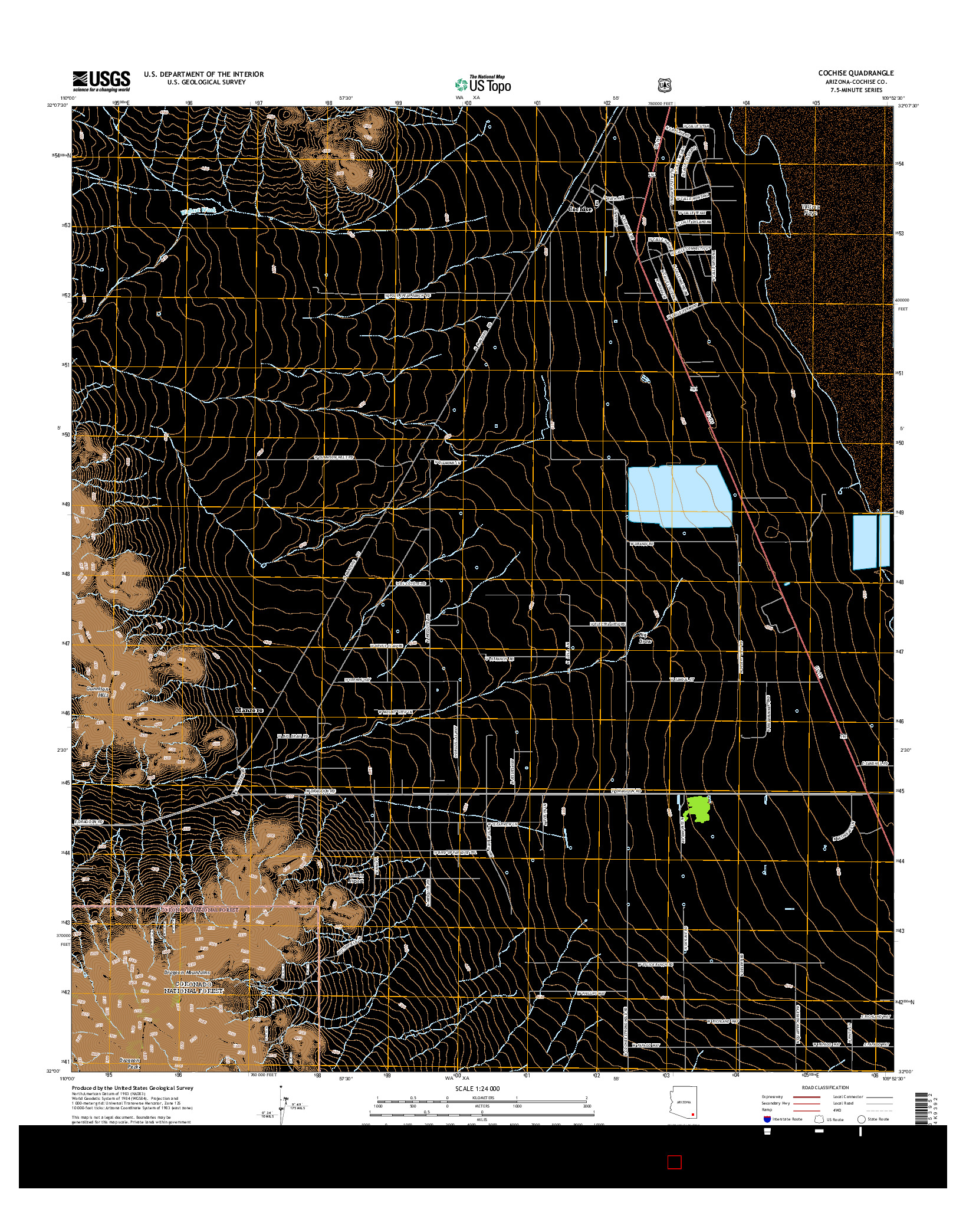 USGS US TOPO 7.5-MINUTE MAP FOR COCHISE, AZ 2014