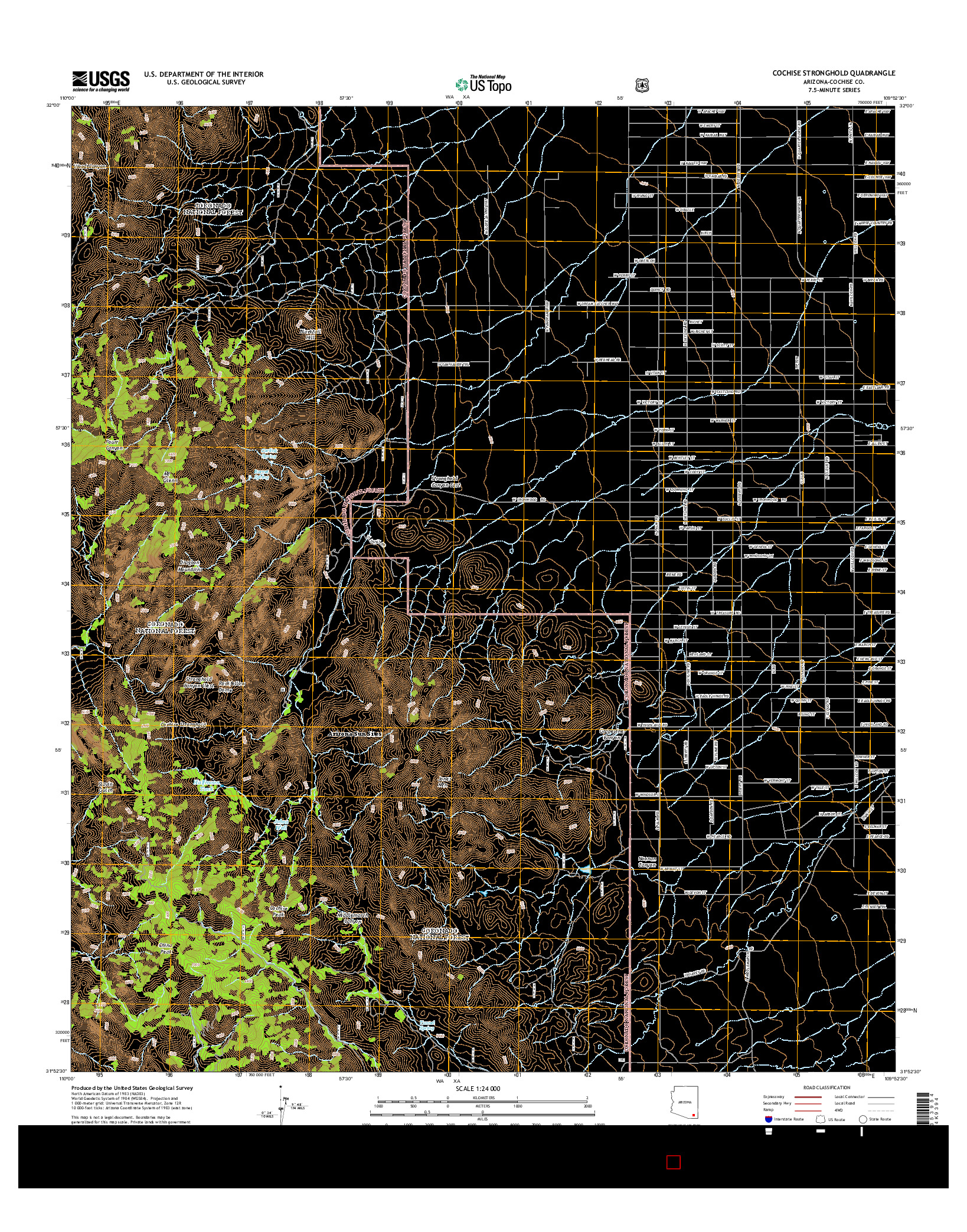 USGS US TOPO 7.5-MINUTE MAP FOR COCHISE STRONGHOLD, AZ 2014