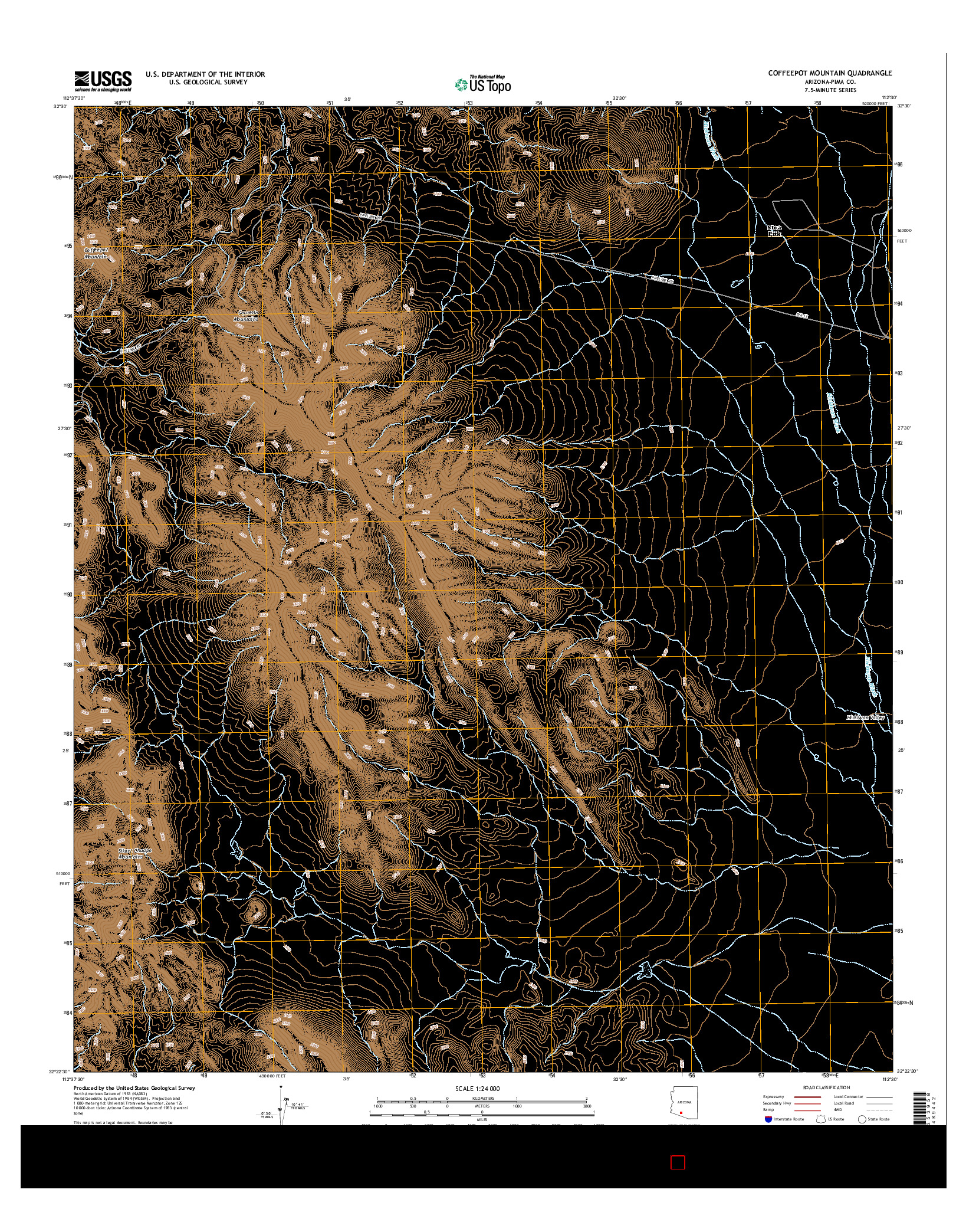 USGS US TOPO 7.5-MINUTE MAP FOR COFFEEPOT MOUNTAIN, AZ 2014
