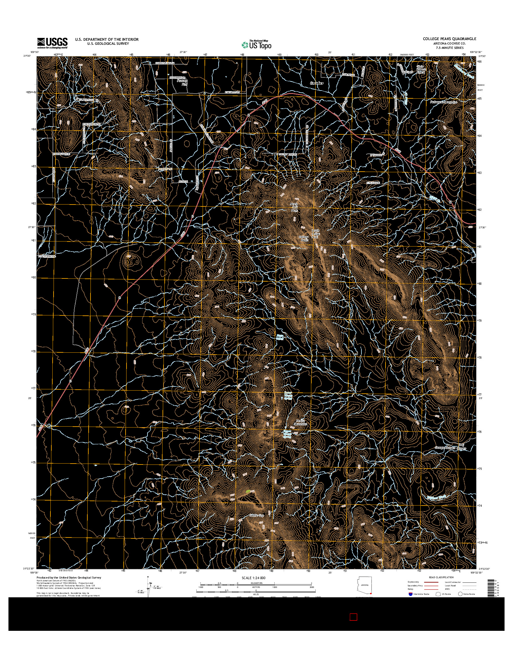 USGS US TOPO 7.5-MINUTE MAP FOR COLLEGE PEAKS, AZ 2014