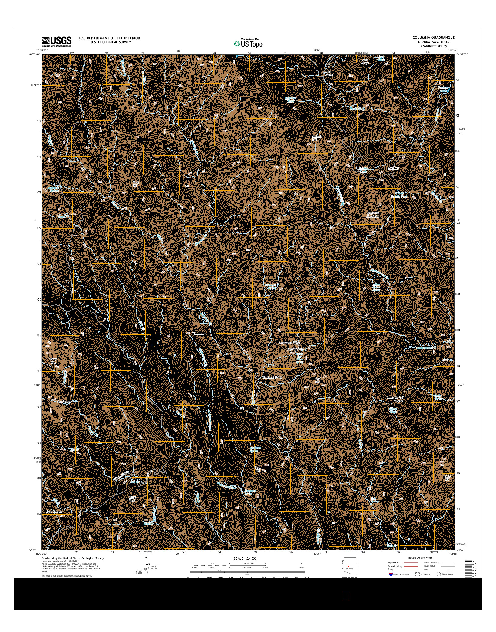 USGS US TOPO 7.5-MINUTE MAP FOR COLUMBIA, AZ 2014