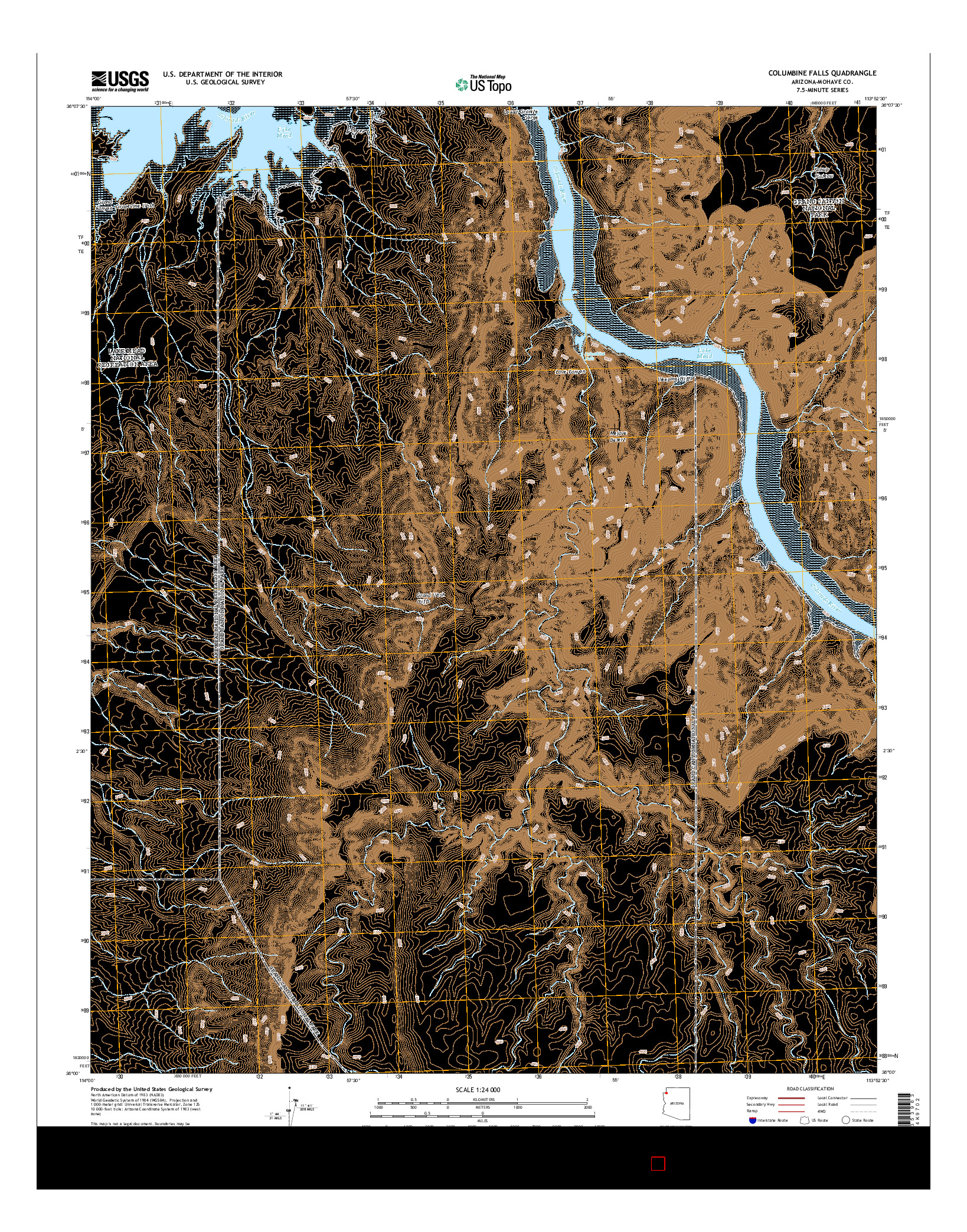 USGS US TOPO 7.5-MINUTE MAP FOR COLUMBINE FALLS, AZ 2014