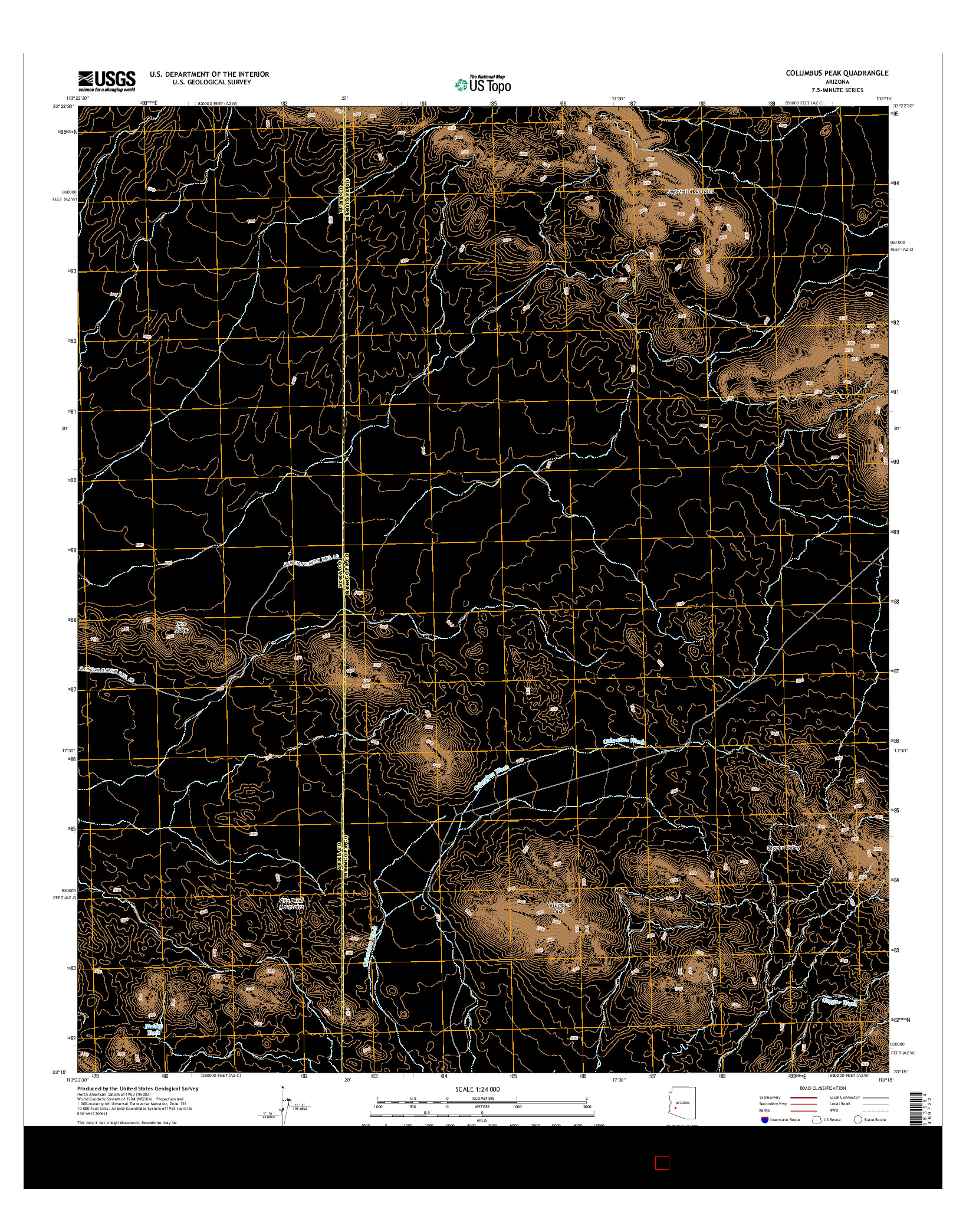 USGS US TOPO 7.5-MINUTE MAP FOR COLUMBUS PEAK, AZ 2014