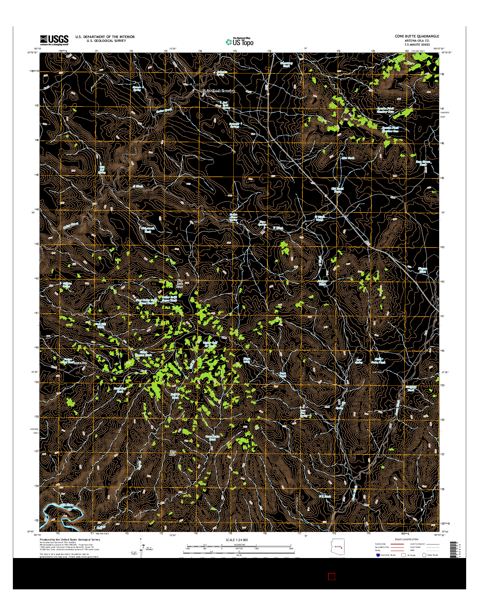 USGS US TOPO 7.5-MINUTE MAP FOR CONE BUTTE, AZ 2014