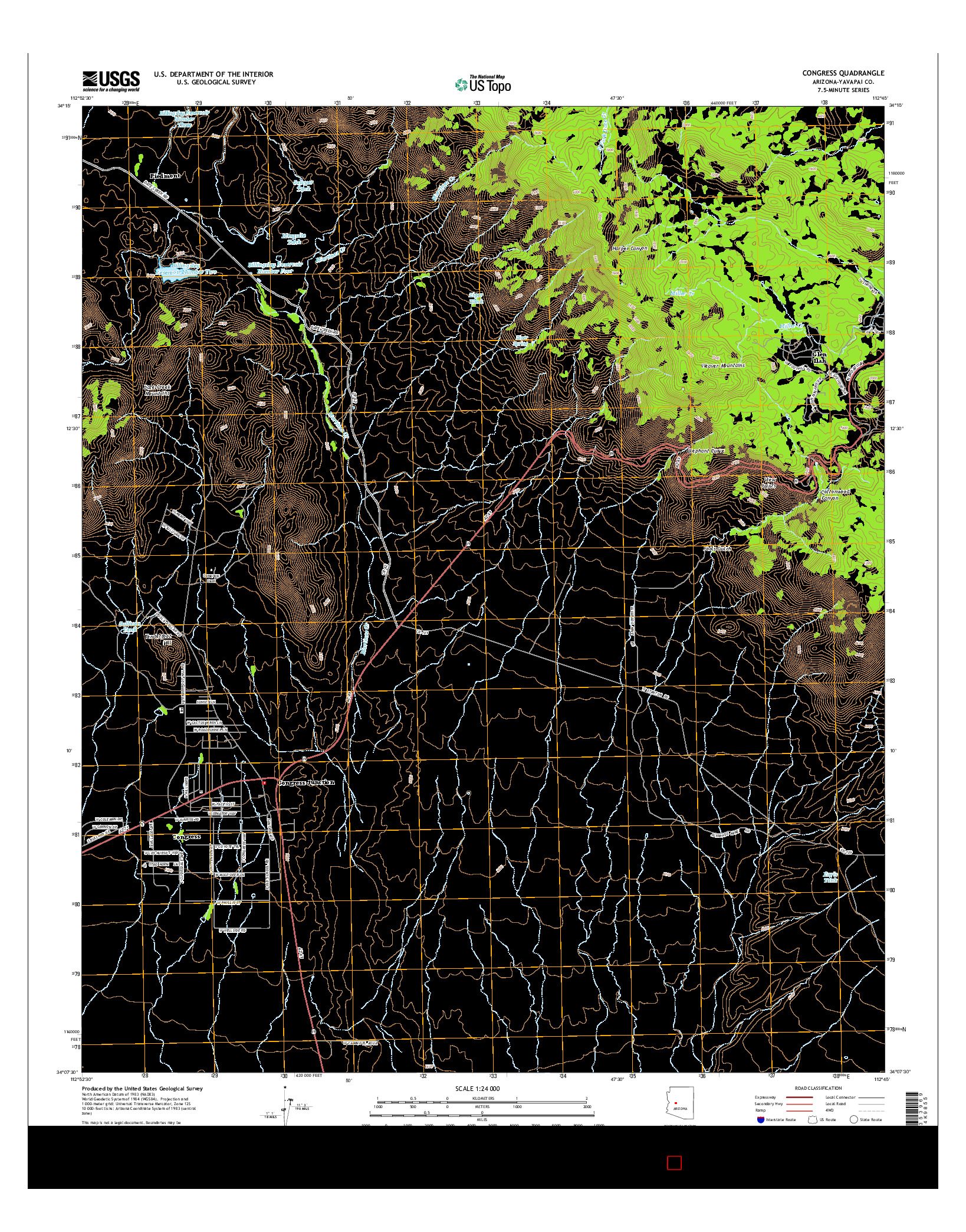 USGS US TOPO 7.5-MINUTE MAP FOR CONGRESS, AZ 2014