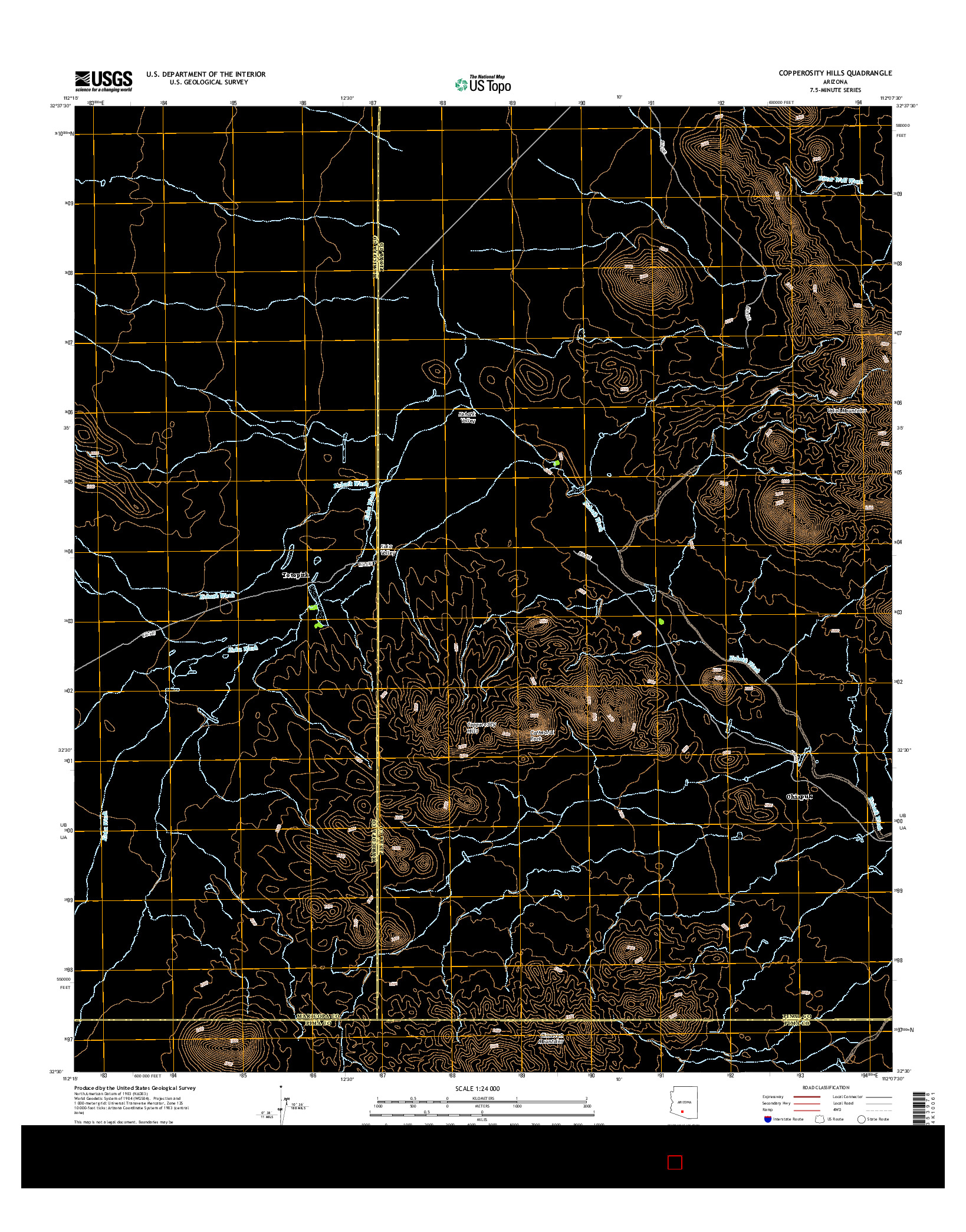 USGS US TOPO 7.5-MINUTE MAP FOR COPPEROSITY HILLS, AZ 2014