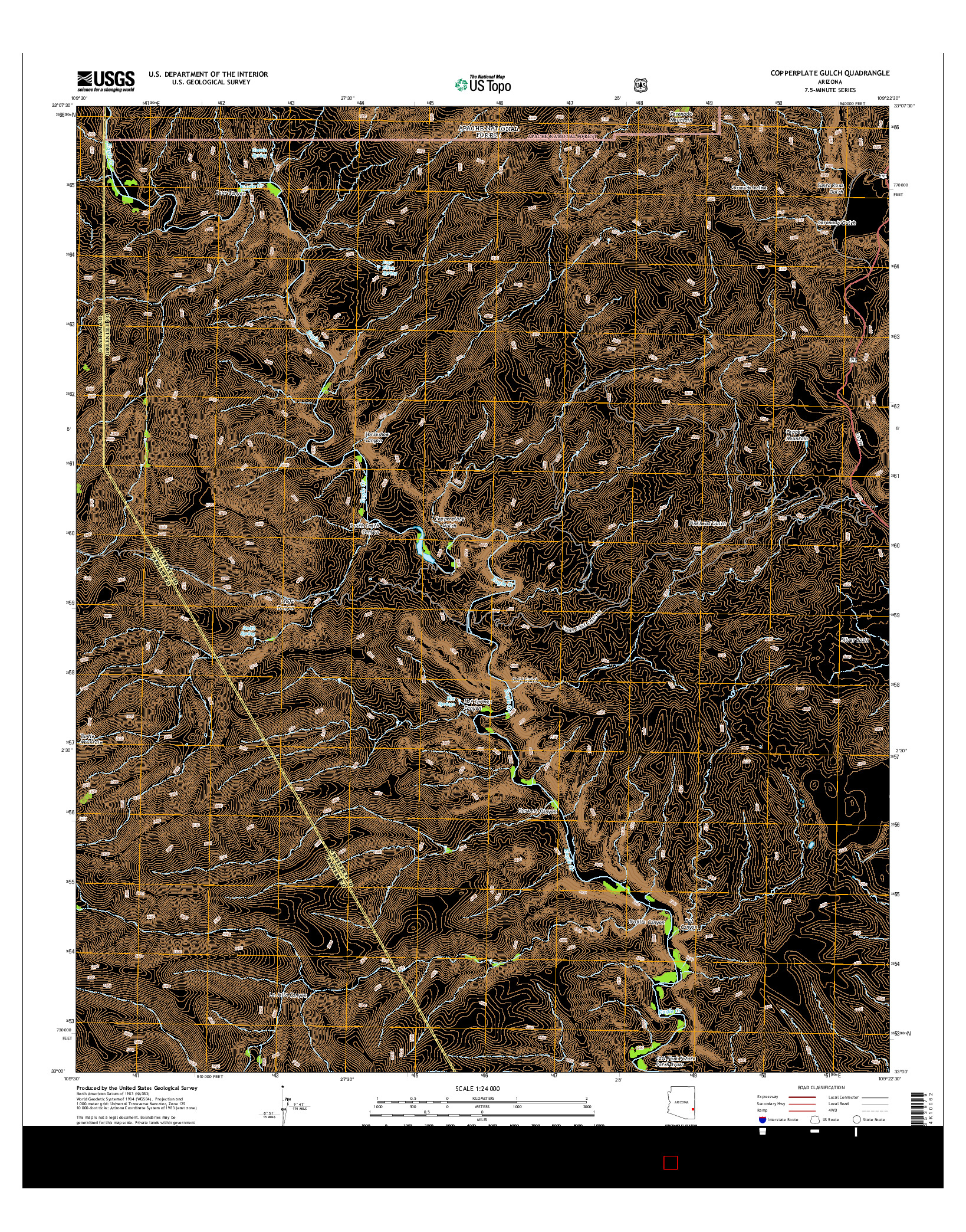 USGS US TOPO 7.5-MINUTE MAP FOR COPPERPLATE GULCH, AZ 2014