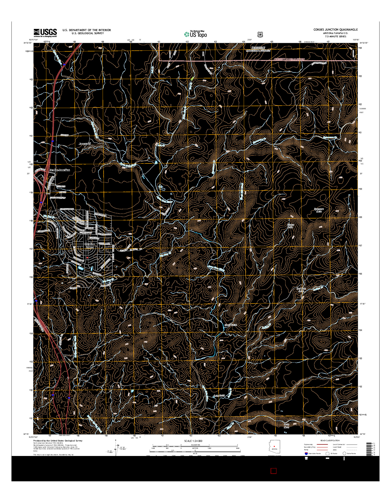 USGS US TOPO 7.5-MINUTE MAP FOR CORDES JUNCTION, AZ 2014