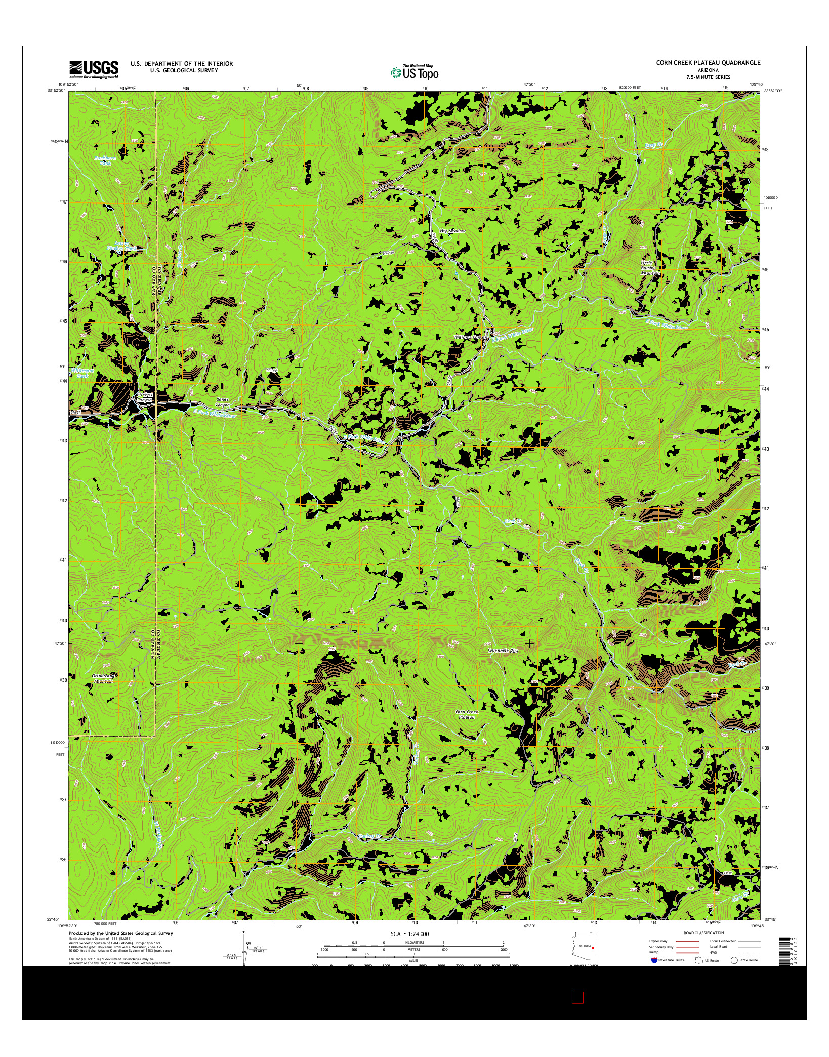 USGS US TOPO 7.5-MINUTE MAP FOR CORN CREEK PLATEAU, AZ 2014