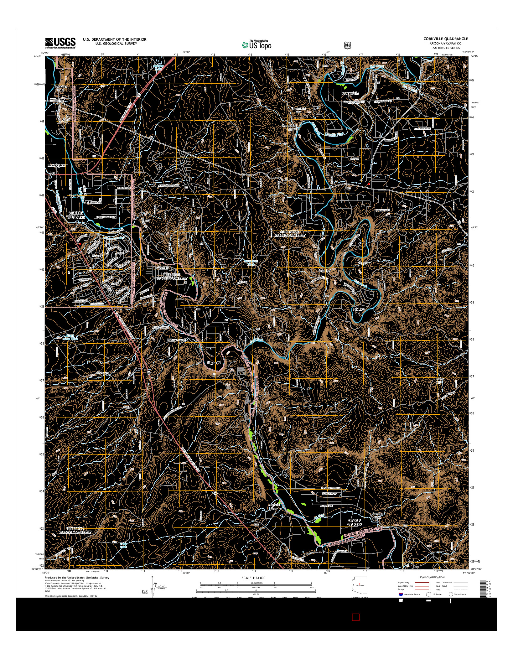 USGS US TOPO 7.5-MINUTE MAP FOR CORNVILLE, AZ 2014