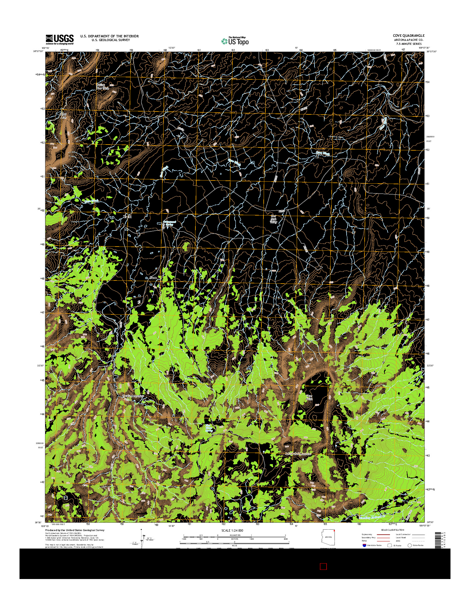 USGS US TOPO 7.5-MINUTE MAP FOR COVE, AZ 2014