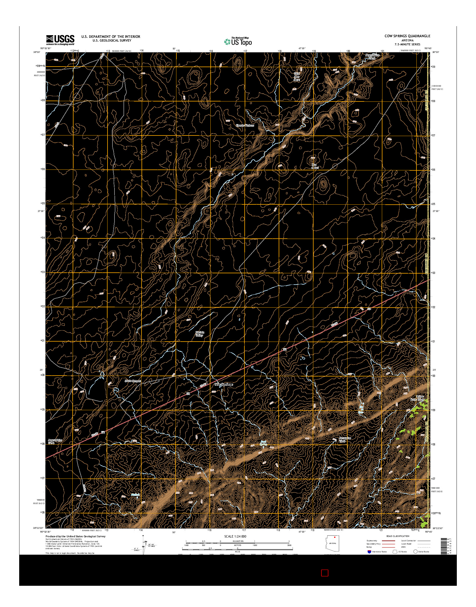 USGS US TOPO 7.5-MINUTE MAP FOR COW SPRINGS, AZ 2014