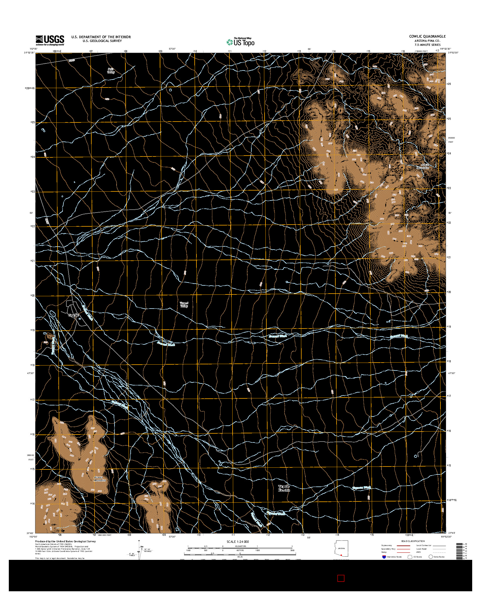 USGS US TOPO 7.5-MINUTE MAP FOR COWLIC, AZ 2014