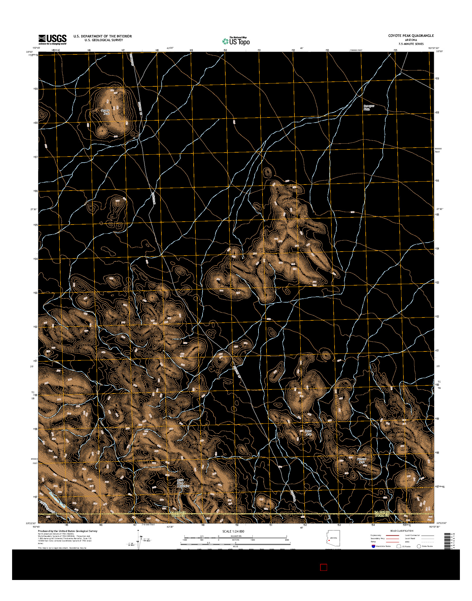 USGS US TOPO 7.5-MINUTE MAP FOR COYOTE PEAK, AZ 2014