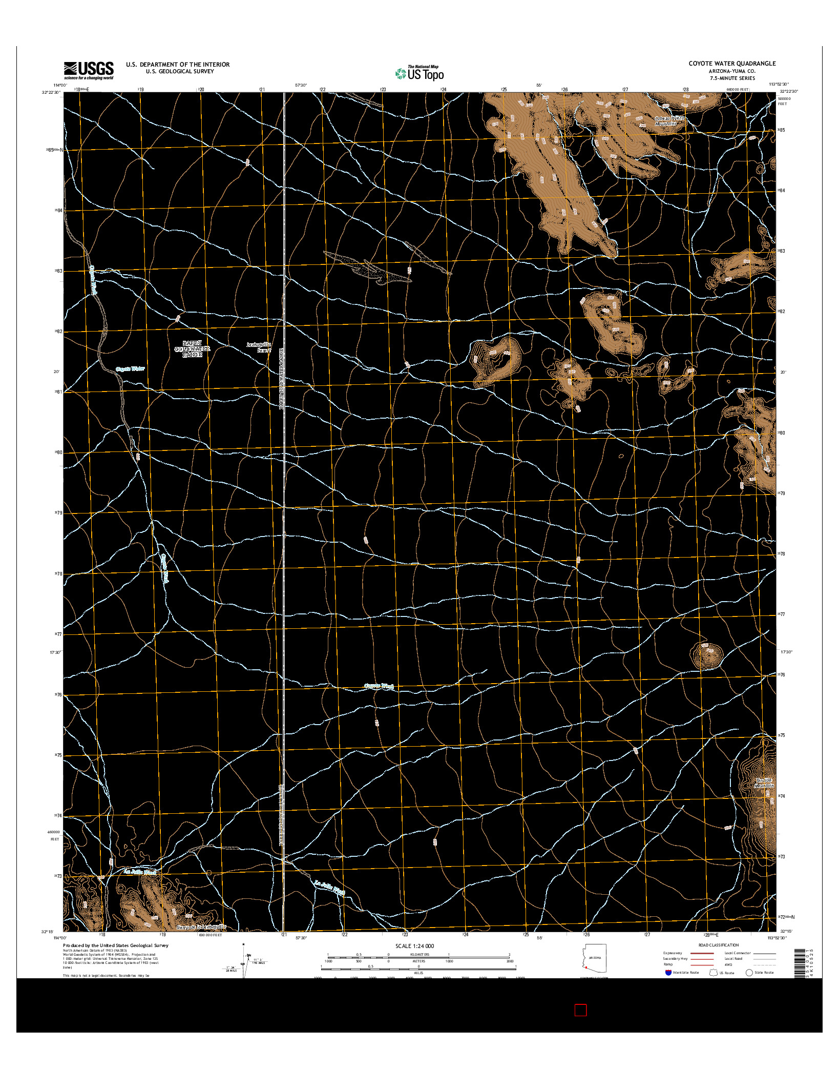 USGS US TOPO 7.5-MINUTE MAP FOR COYOTE WATER, AZ 2014