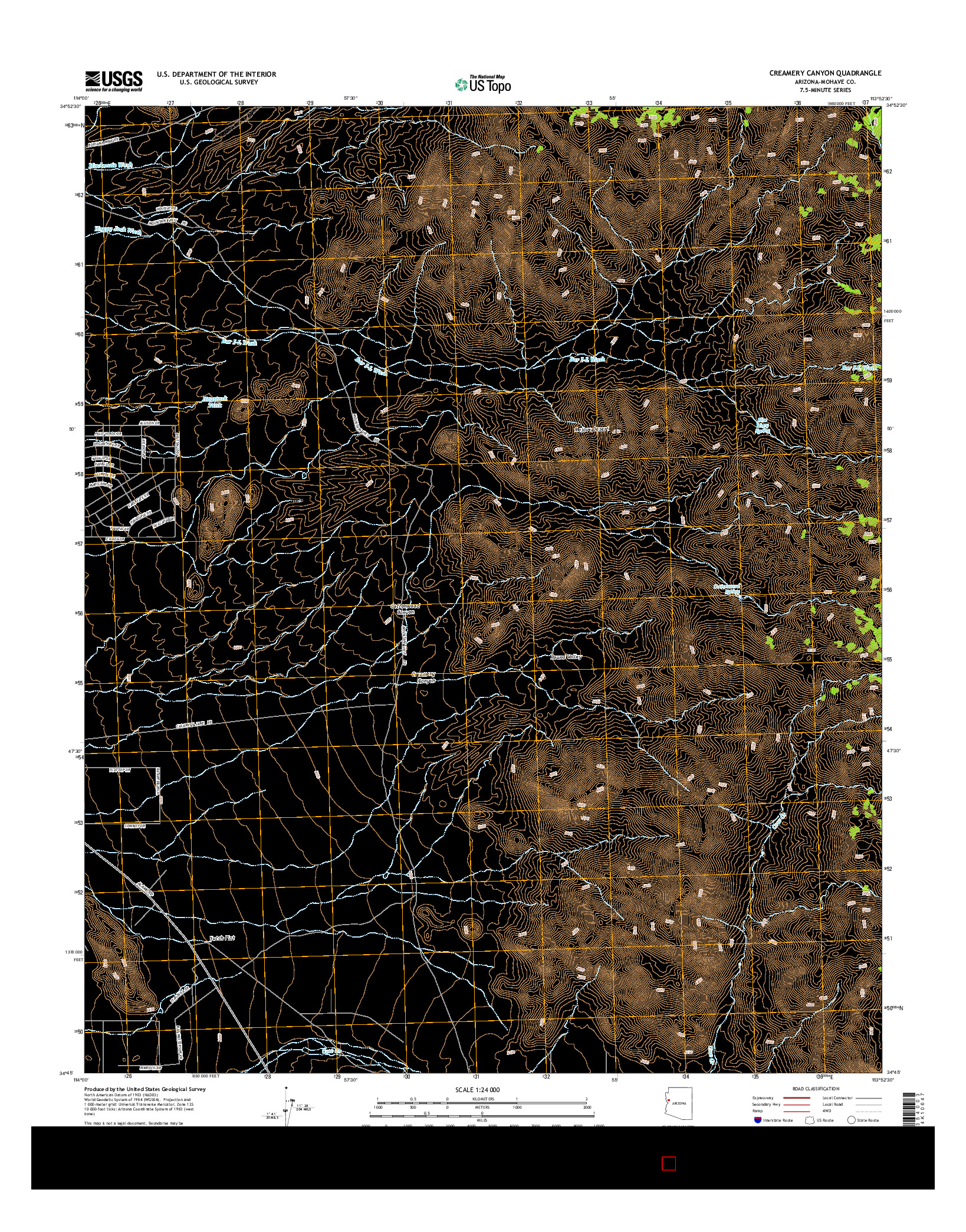 USGS US TOPO 7.5-MINUTE MAP FOR CREAMERY CANYON, AZ 2014