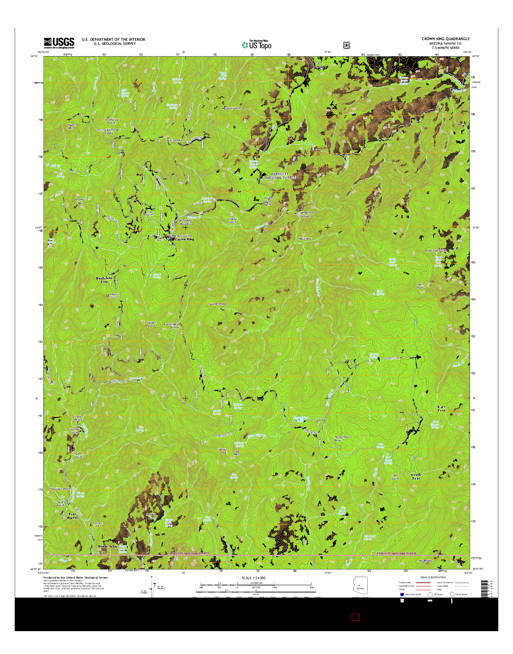 USGS US TOPO 7.5-MINUTE MAP FOR CROWN KING, AZ 2014