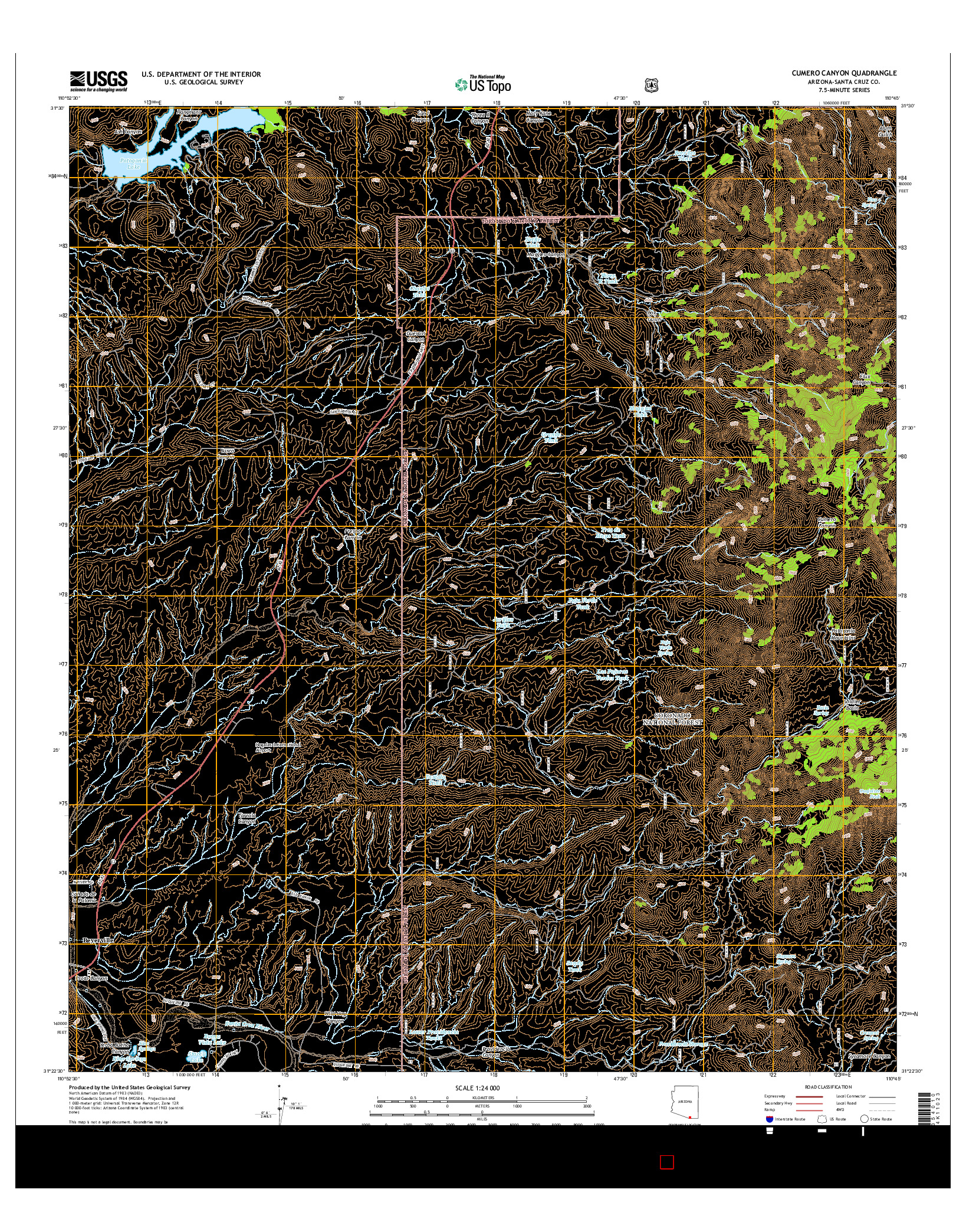 USGS US TOPO 7.5-MINUTE MAP FOR CUMERO CANYON, AZ 2014