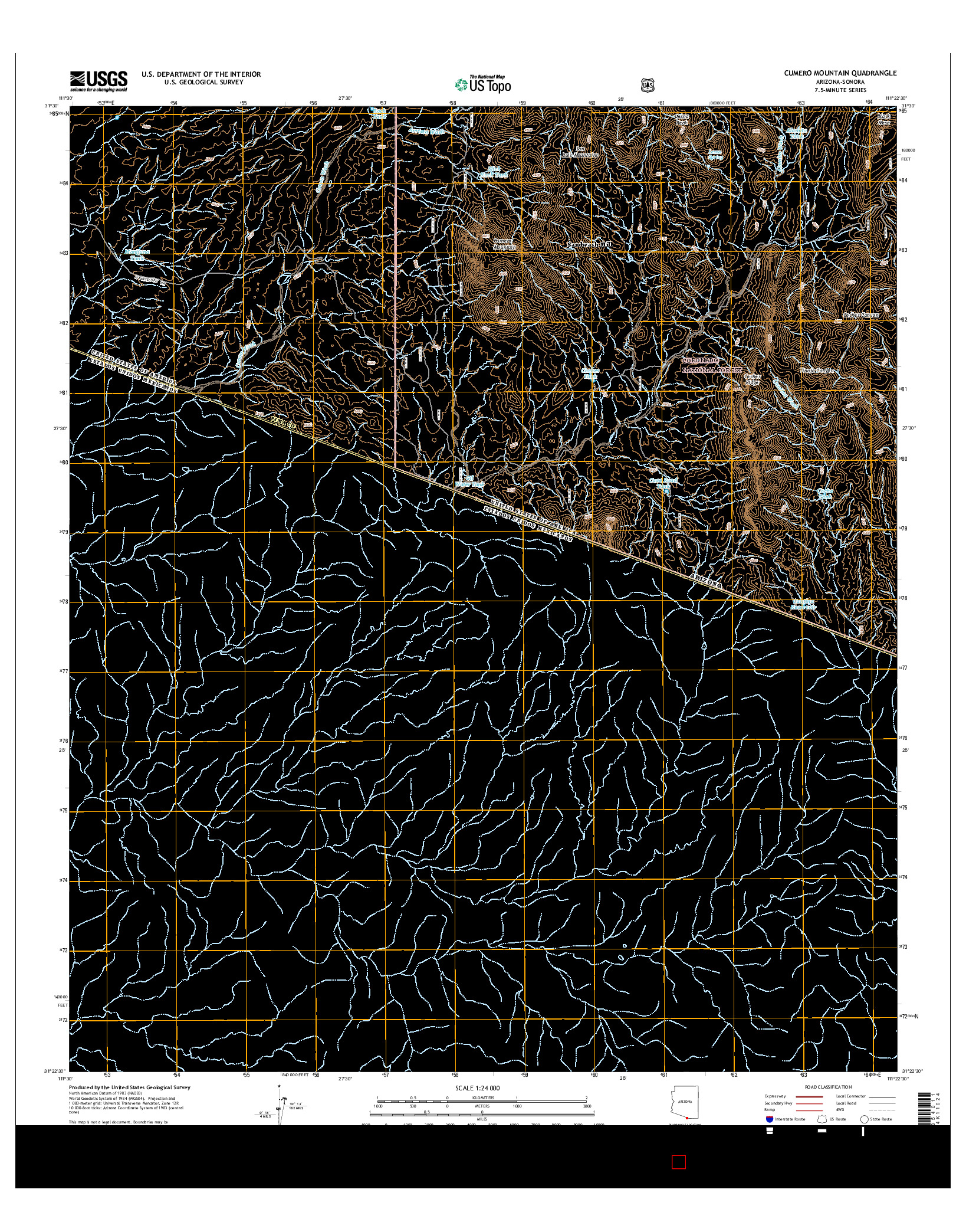 USGS US TOPO 7.5-MINUTE MAP FOR CUMERO MOUNTAIN, AZ-SON 2014