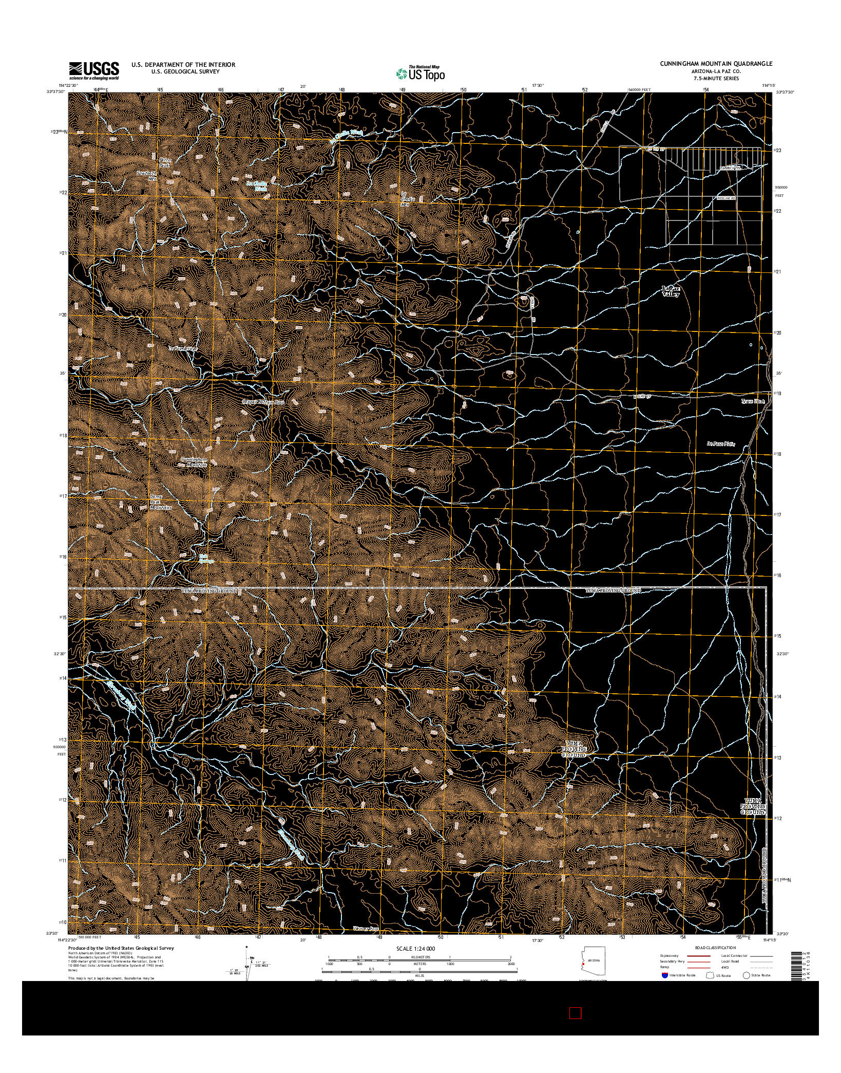 USGS US TOPO 7.5-MINUTE MAP FOR CUNNINGHAM MOUNTAIN, AZ 2014