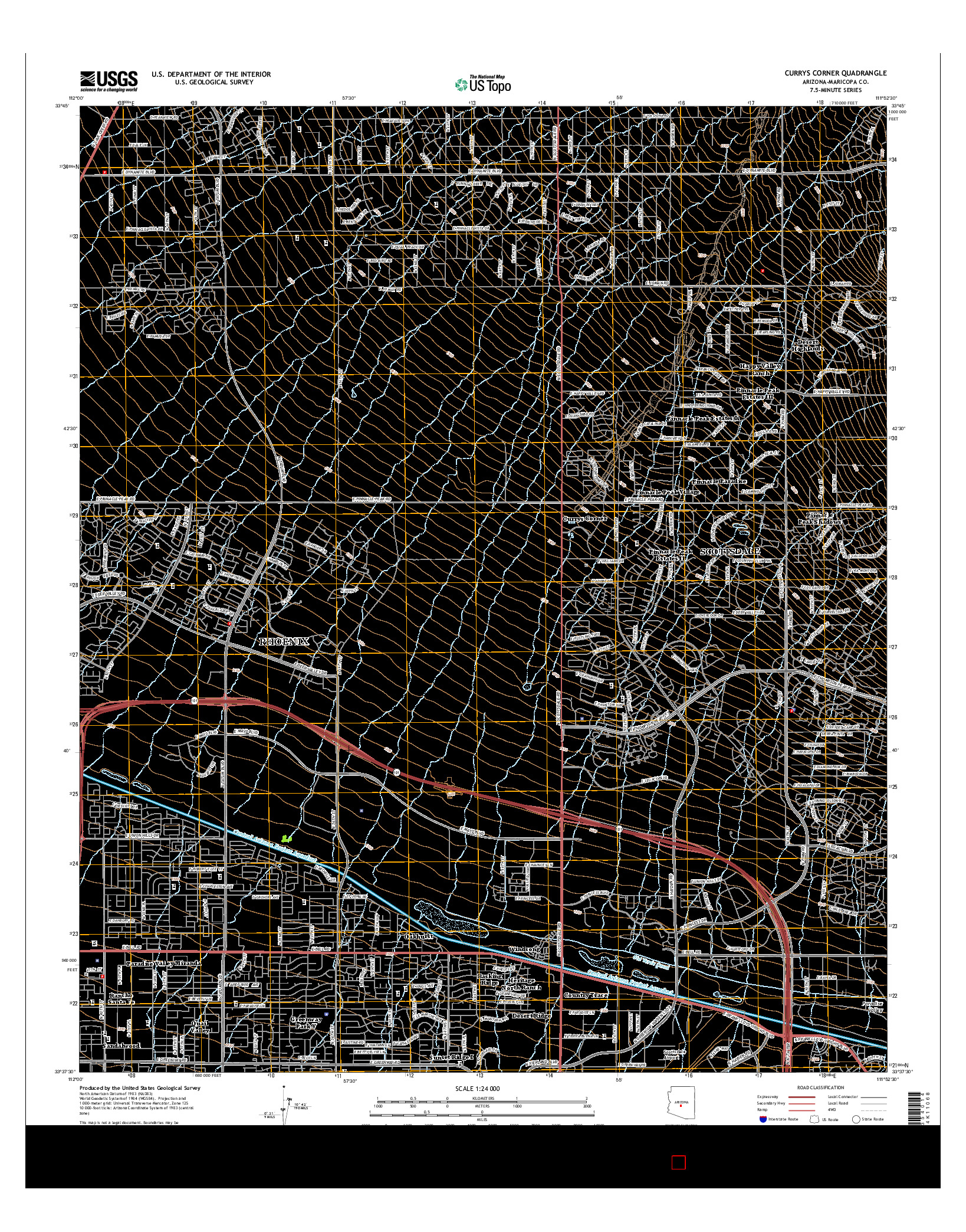 USGS US TOPO 7.5-MINUTE MAP FOR CURRYS CORNER, AZ 2014