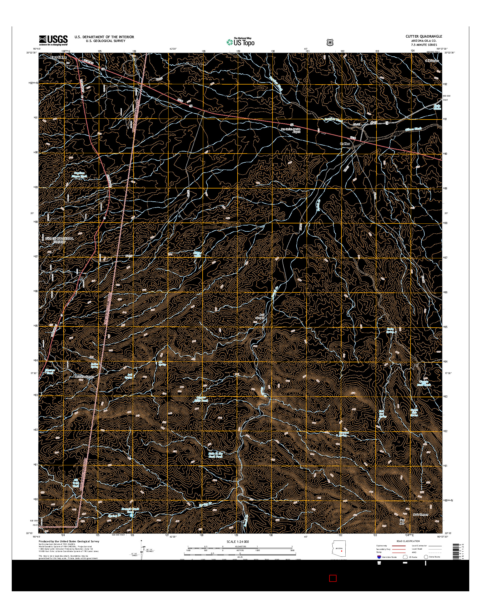 USGS US TOPO 7.5-MINUTE MAP FOR CUTTER, AZ 2014