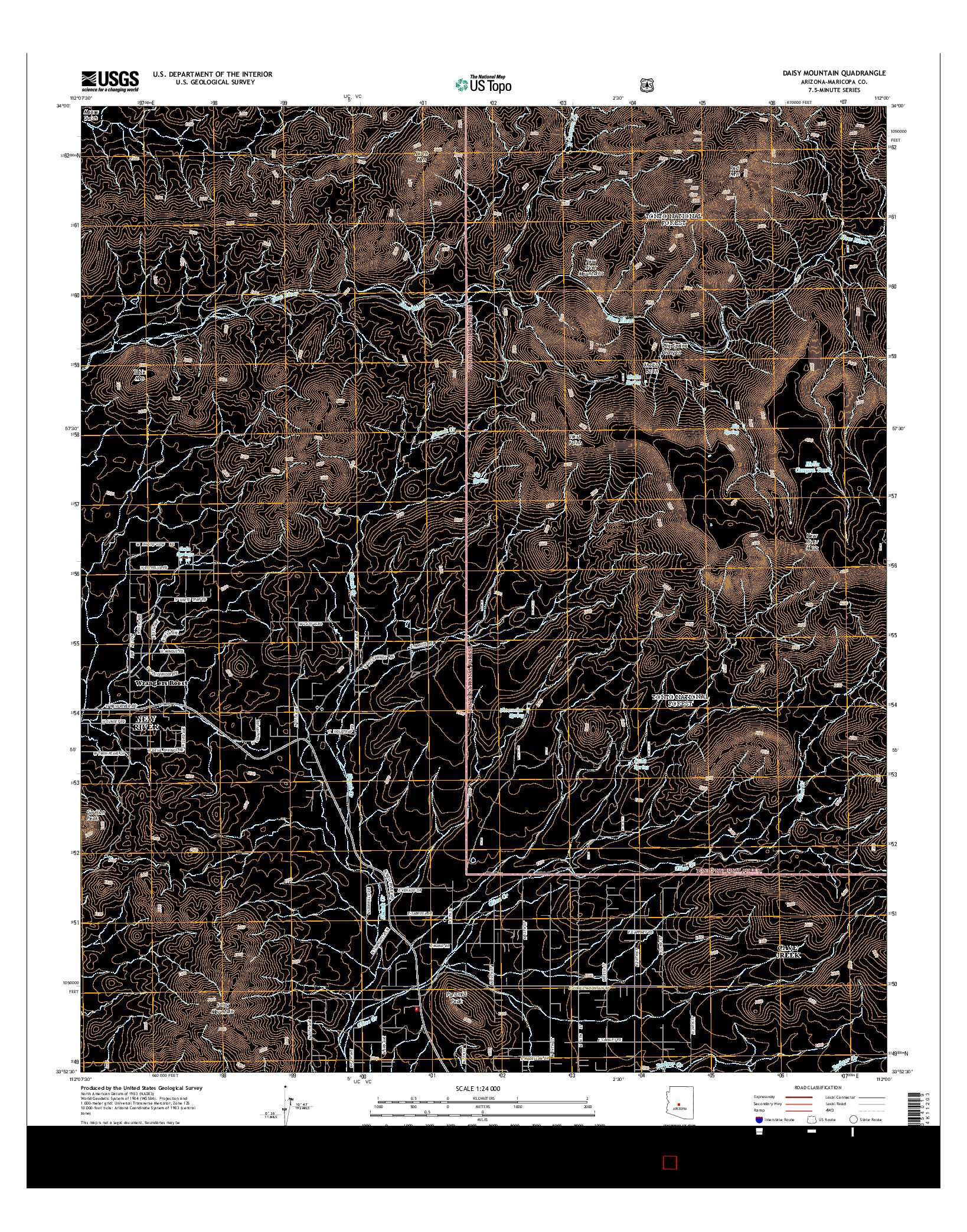 USGS US TOPO 7.5-MINUTE MAP FOR DAISY MOUNTAIN, AZ 2014