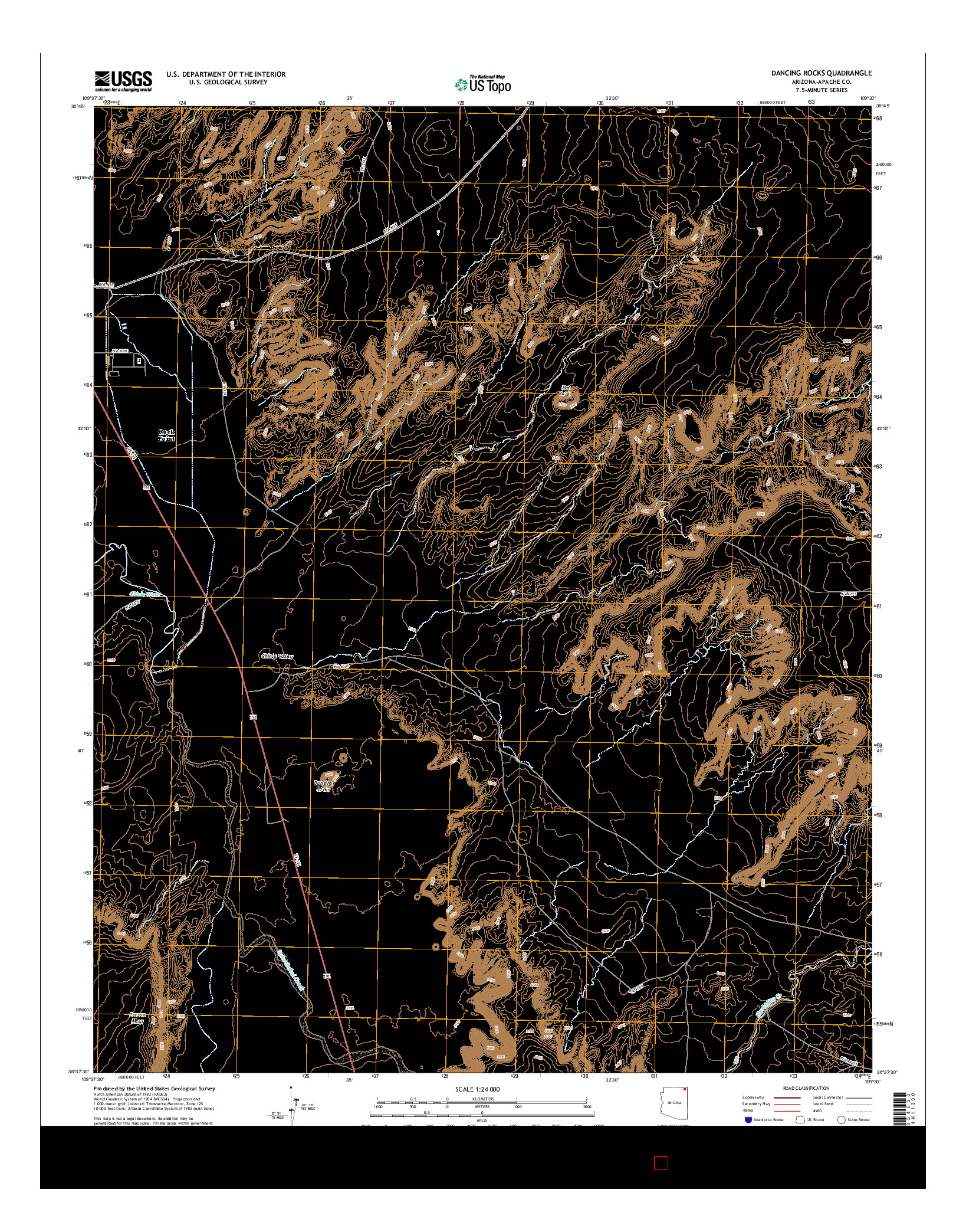 USGS US TOPO 7.5-MINUTE MAP FOR DANCING ROCKS, AZ 2014