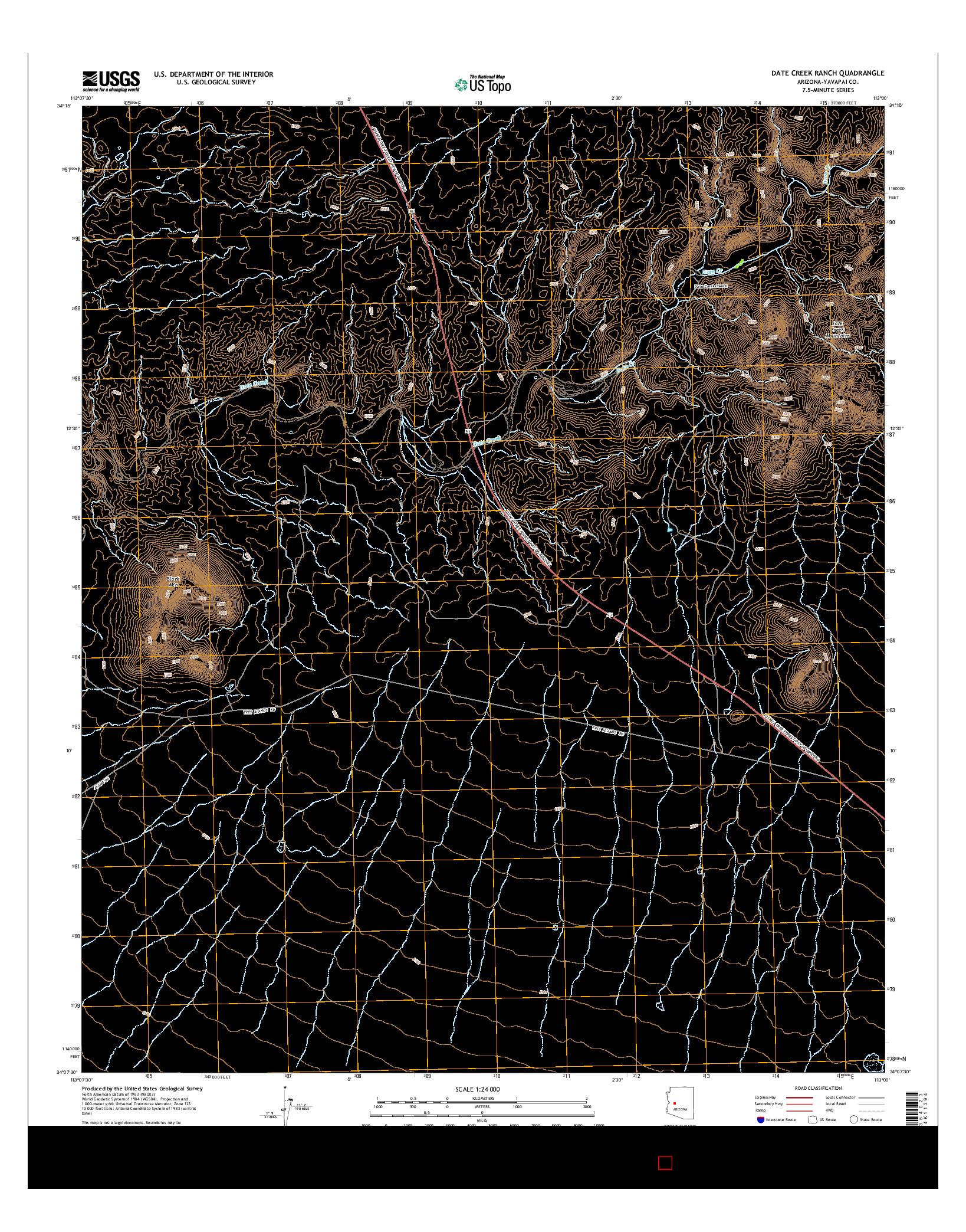 USGS US TOPO 7.5-MINUTE MAP FOR DATE CREEK RANCH, AZ 2014