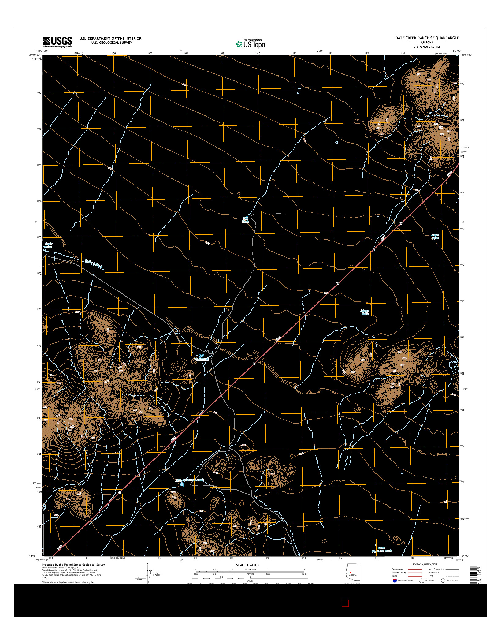 USGS US TOPO 7.5-MINUTE MAP FOR DATE CREEK RANCH SE, AZ 2014