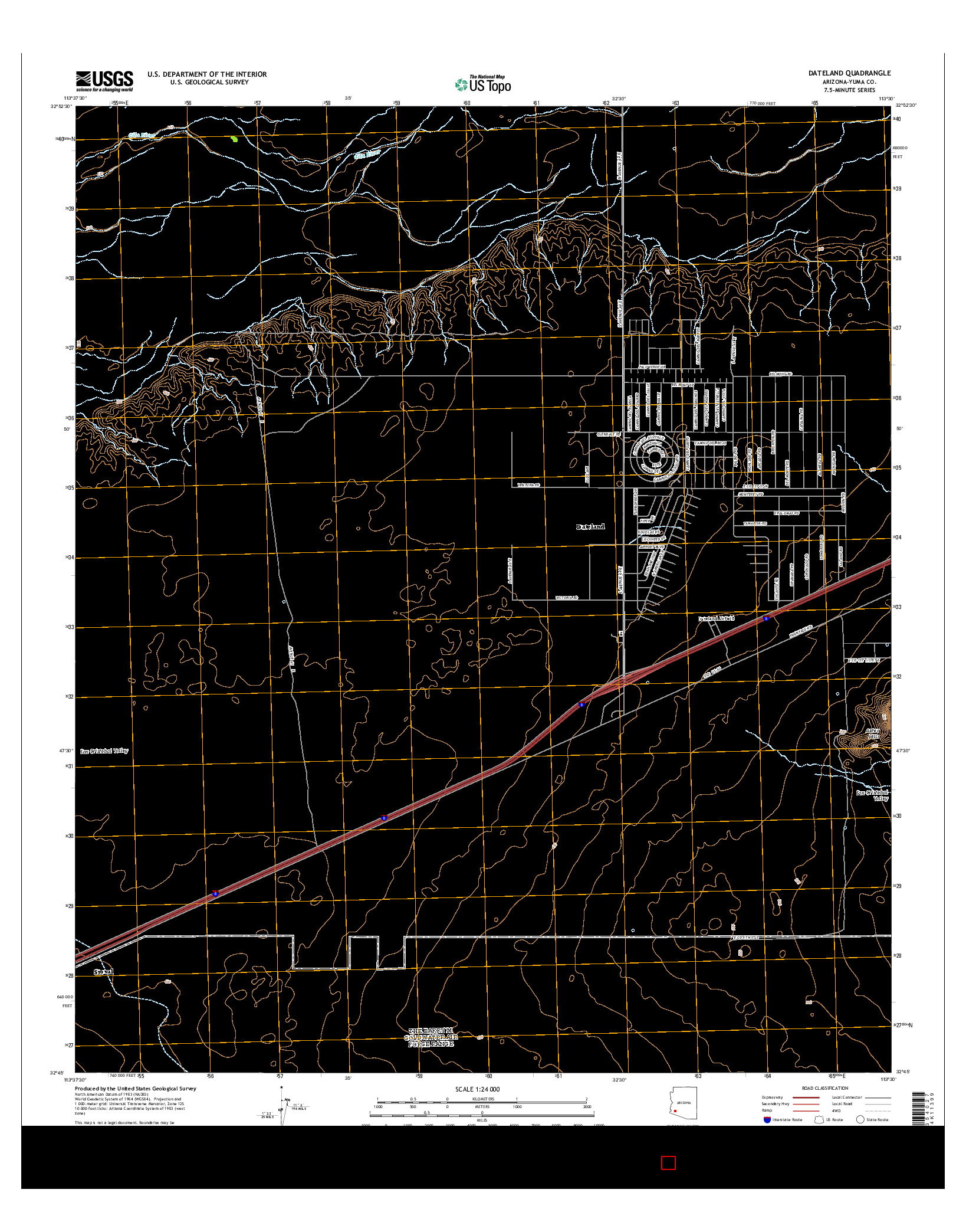 USGS US TOPO 7.5-MINUTE MAP FOR DATELAND, AZ 2014