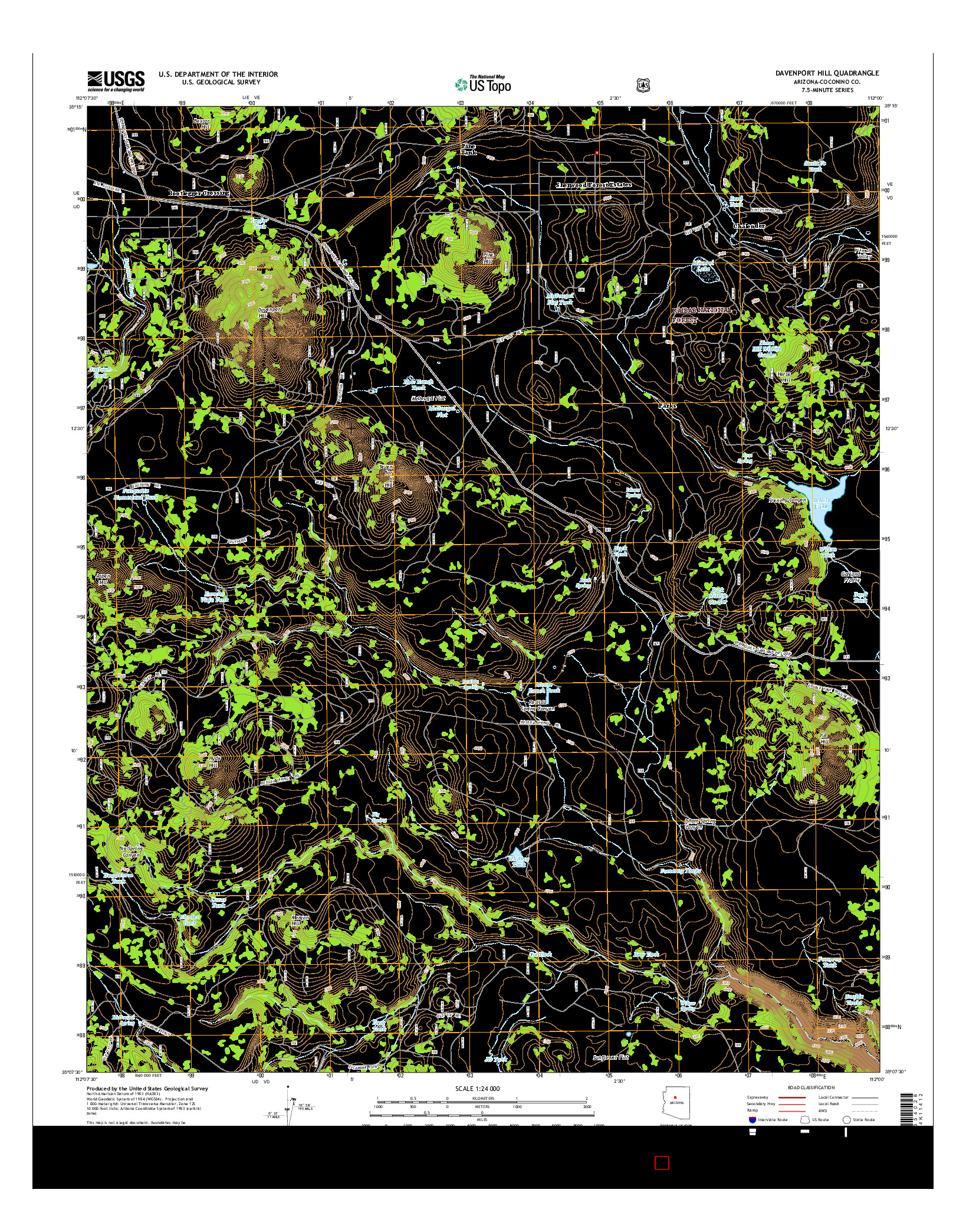 USGS US TOPO 7.5-MINUTE MAP FOR DAVENPORT HILL, AZ 2014
