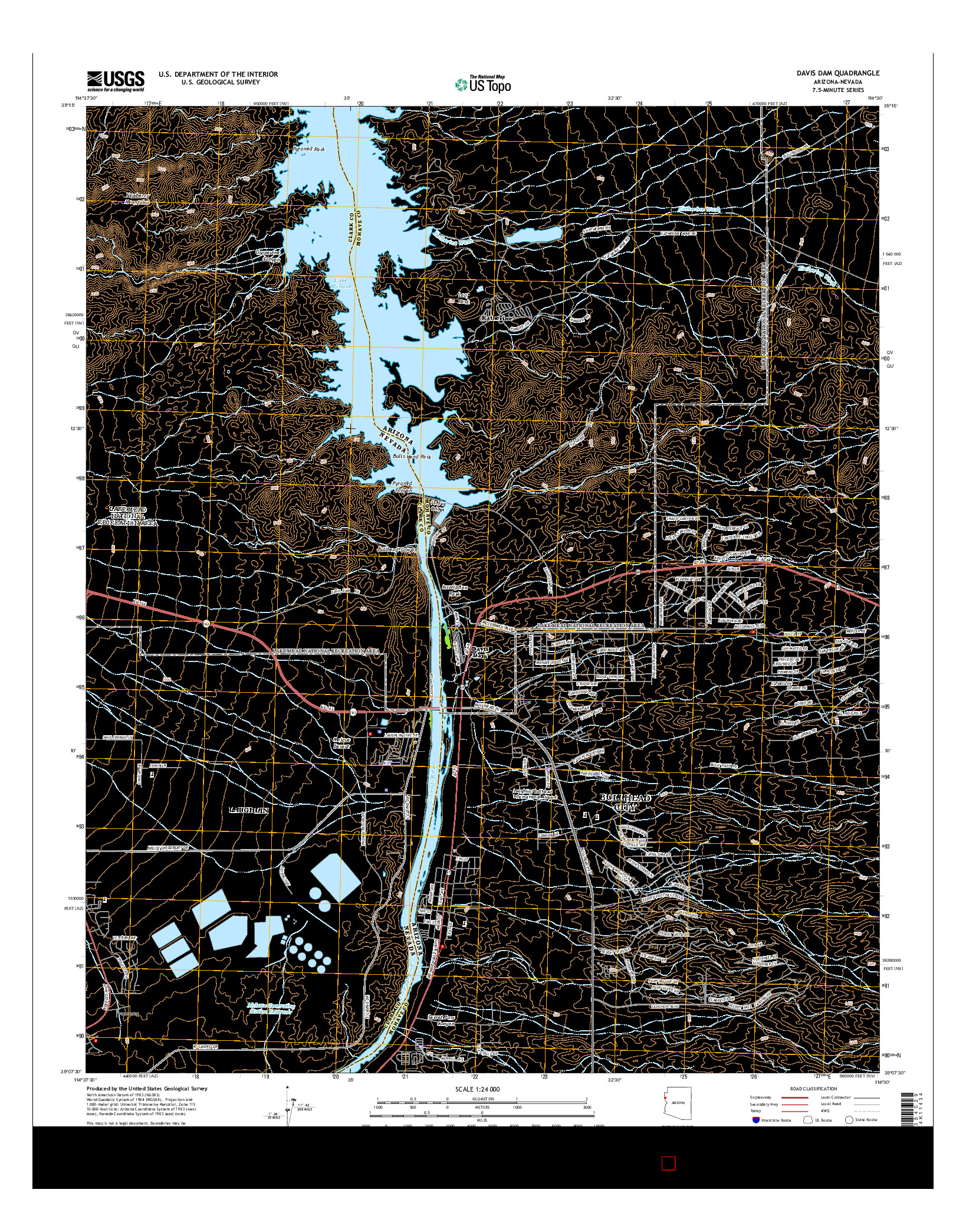 USGS US TOPO 7.5-MINUTE MAP FOR DAVIS DAM, AZ-NV 2014