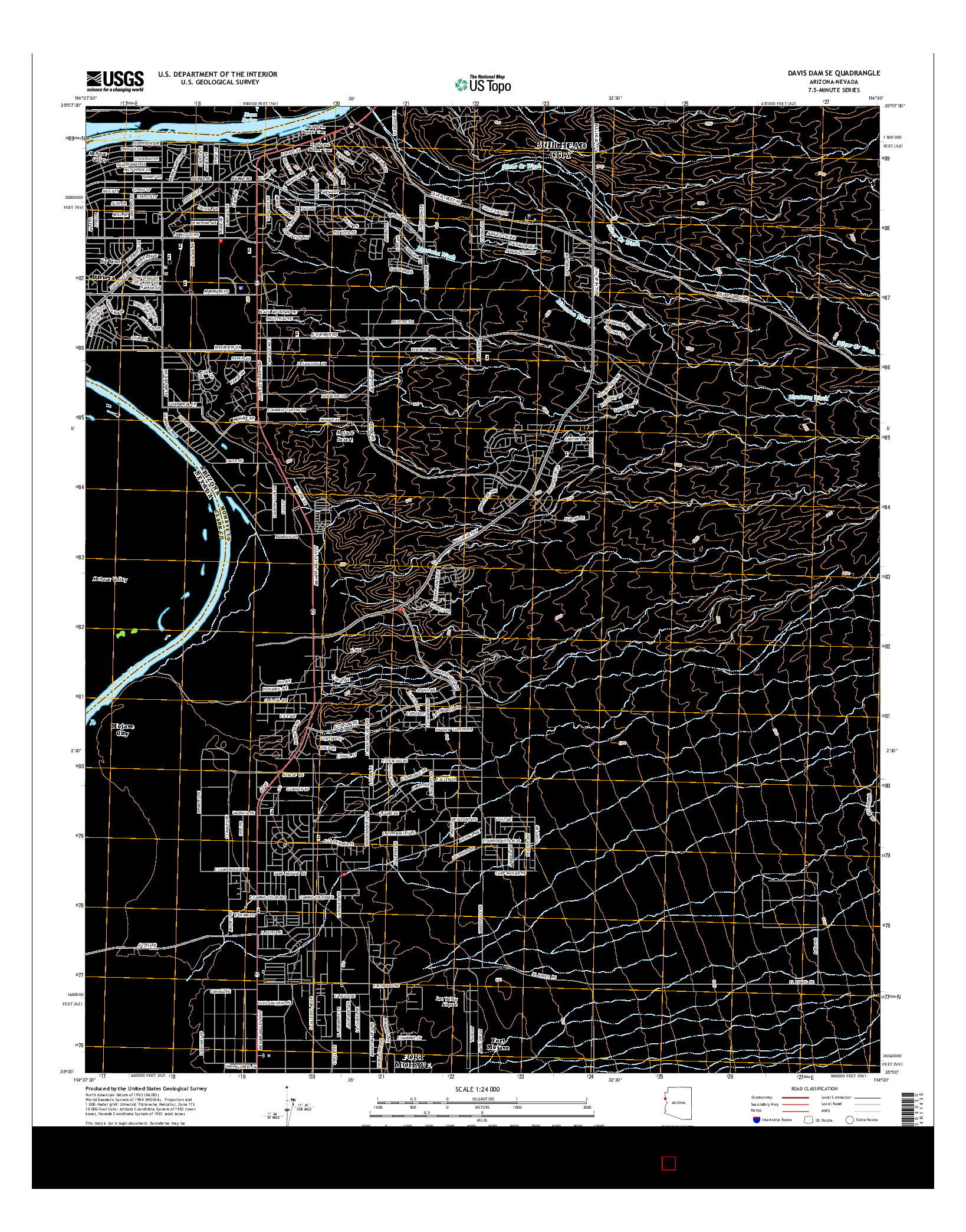 USGS US TOPO 7.5-MINUTE MAP FOR DAVIS DAM SE, AZ-NV 2014