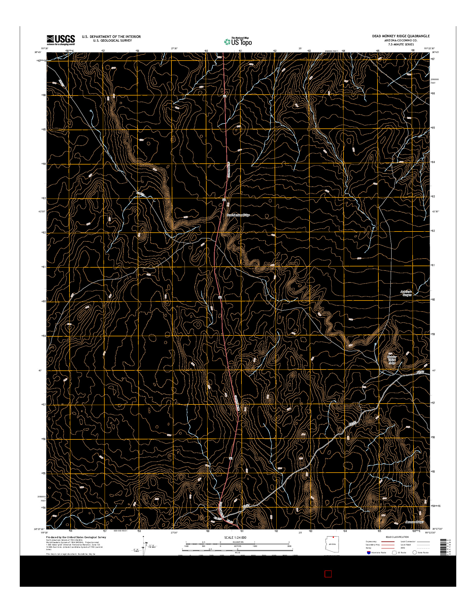 USGS US TOPO 7.5-MINUTE MAP FOR DEAD MONKEY RIDGE, AZ 2014