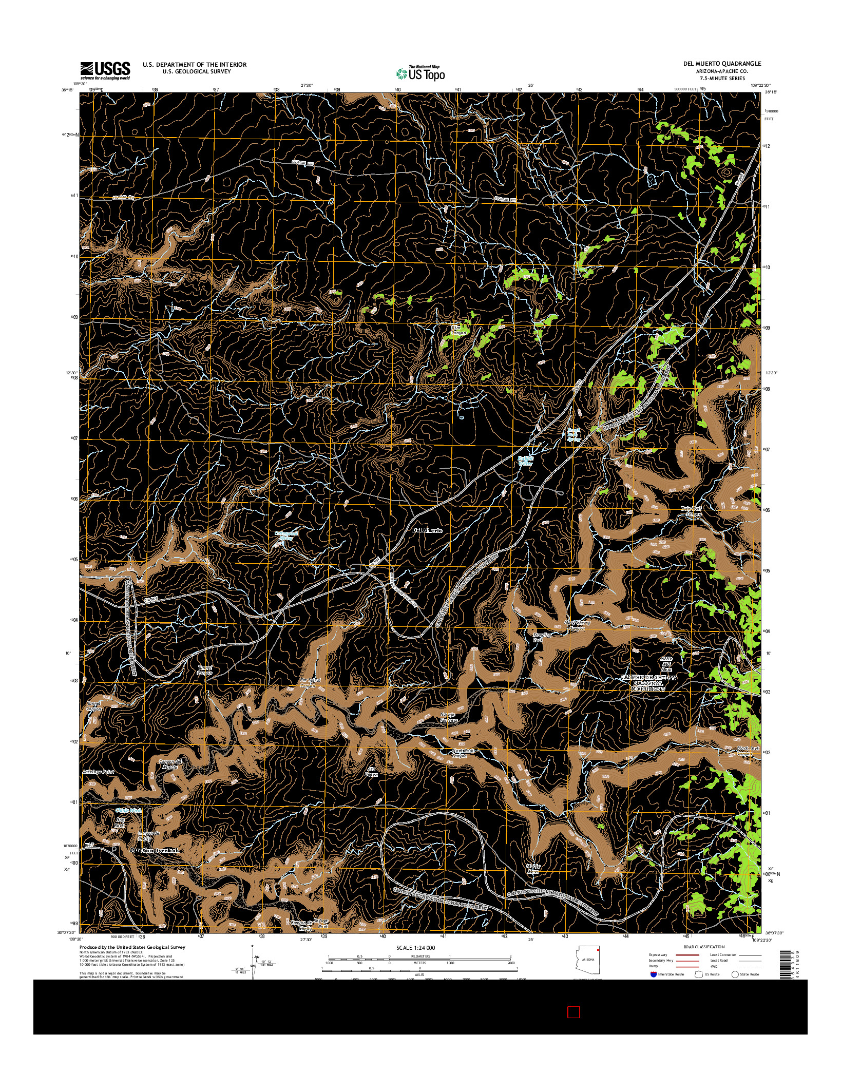 USGS US TOPO 7.5-MINUTE MAP FOR DEL MUERTO, AZ 2014