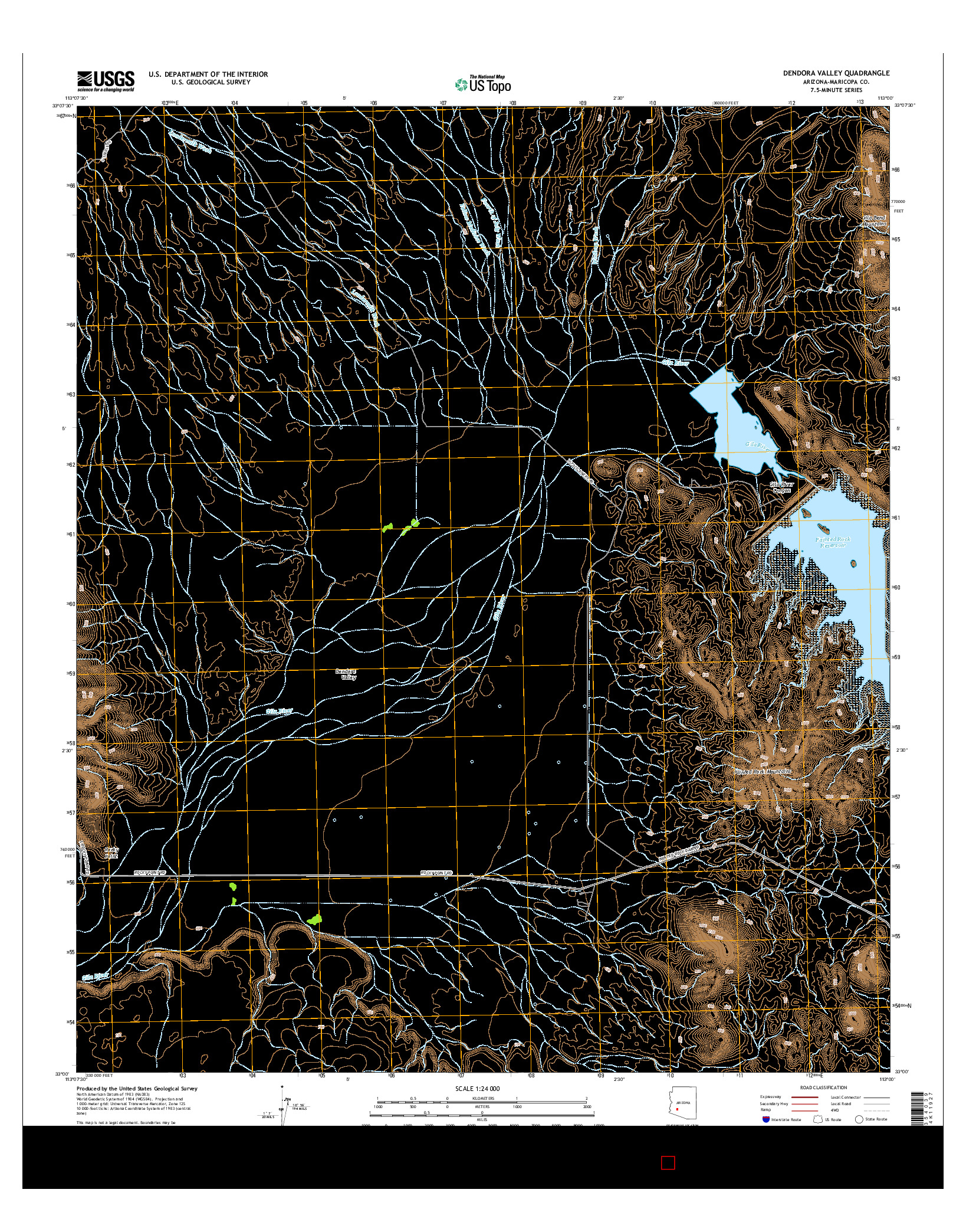 USGS US TOPO 7.5-MINUTE MAP FOR DENDORA VALLEY, AZ 2014