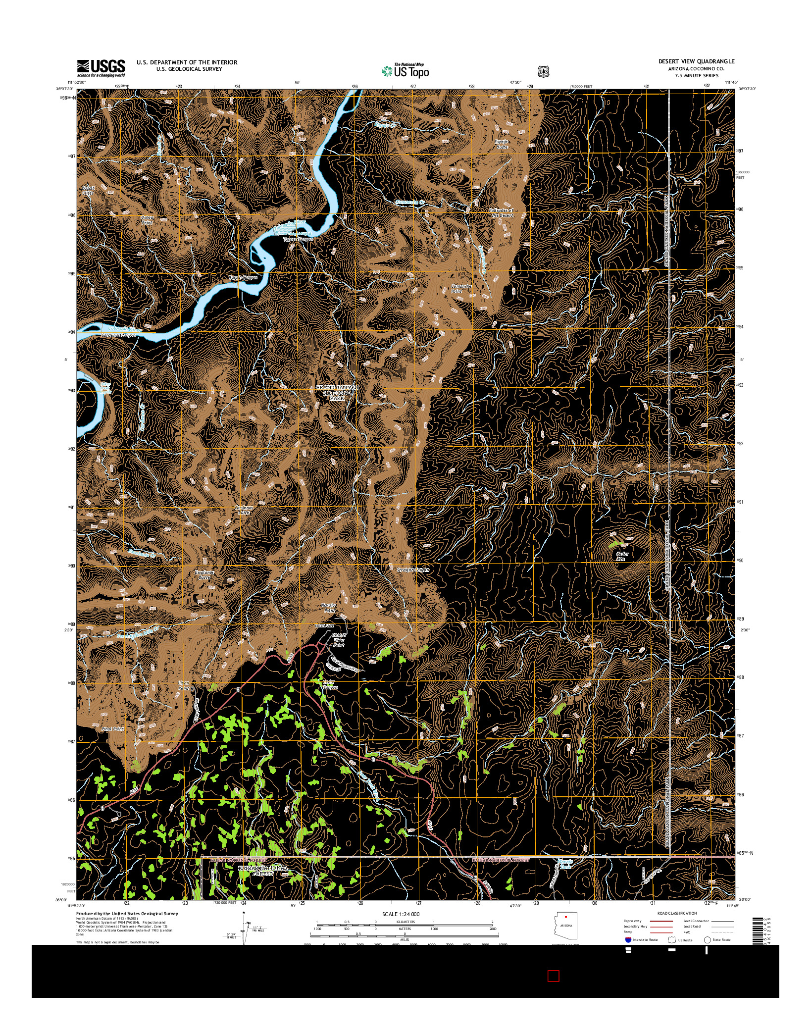 USGS US TOPO 7.5-MINUTE MAP FOR DESERT VIEW, AZ 2014