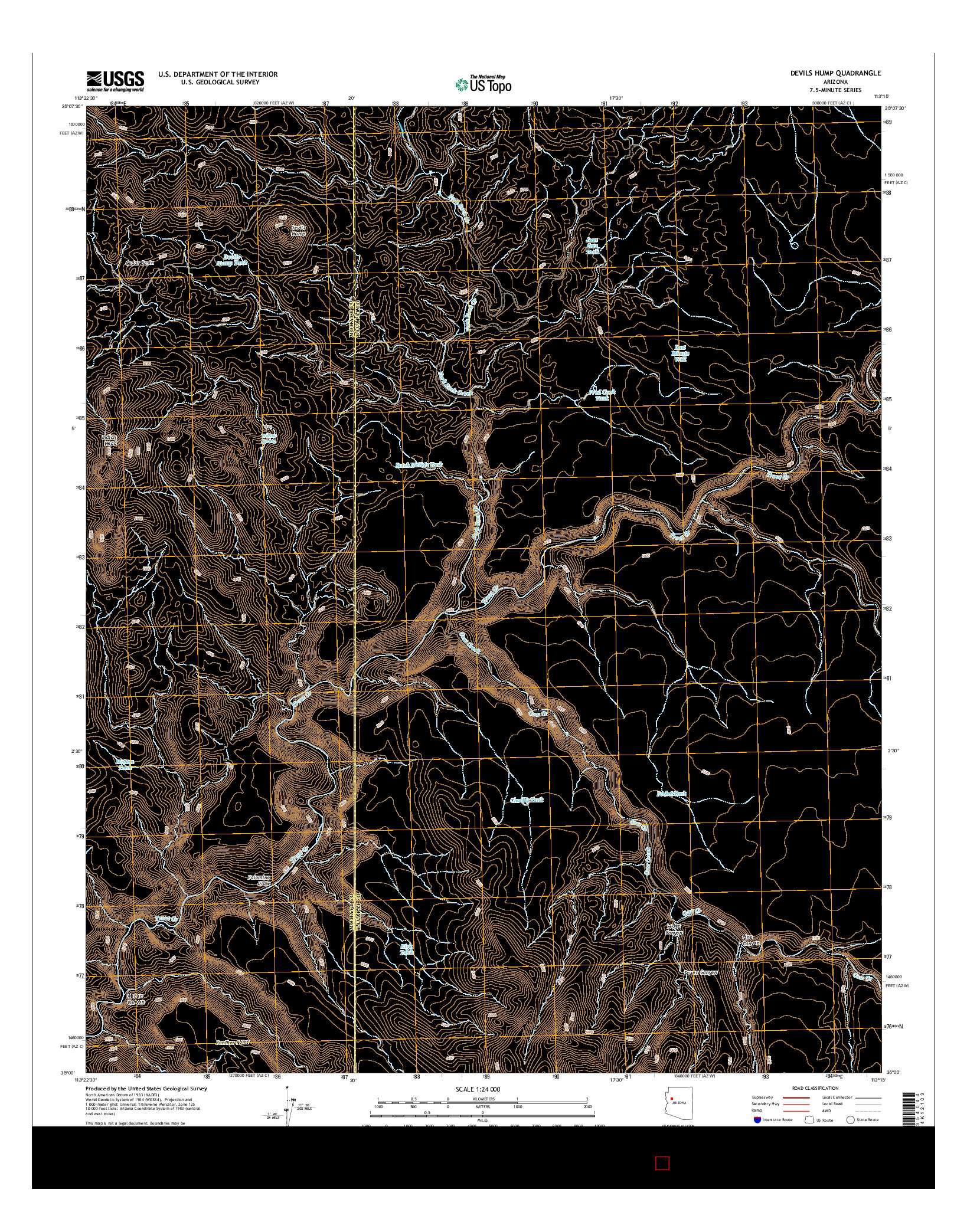 USGS US TOPO 7.5-MINUTE MAP FOR DEVILS HUMP, AZ 2014